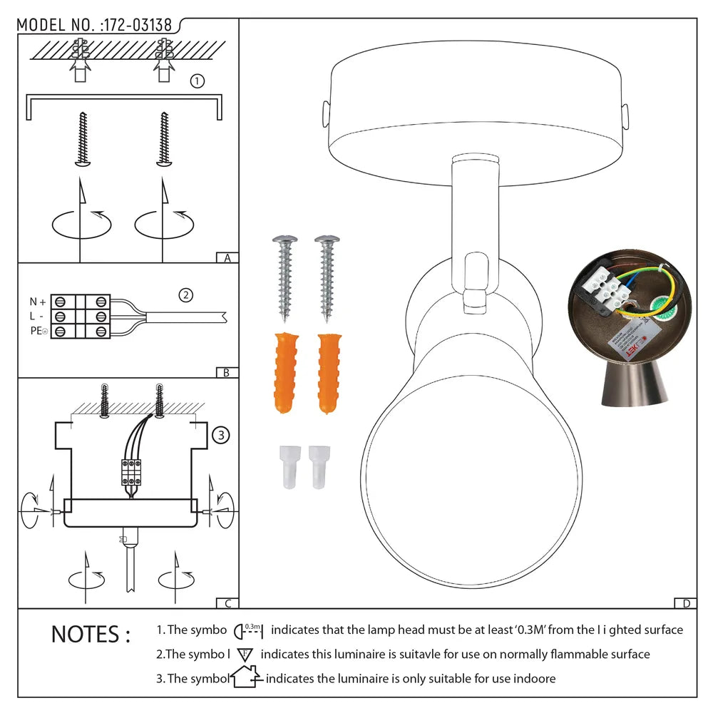 User manual for Antique Bronze & Copper Adjustable Track Spotlights-172-03138