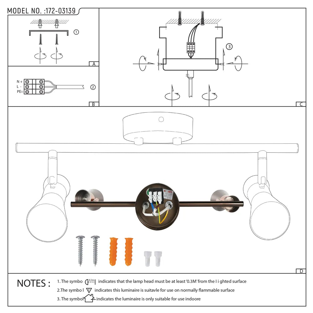 User manual for Antique Bronze & Copper Adjustable Track Spotlights-172-03139