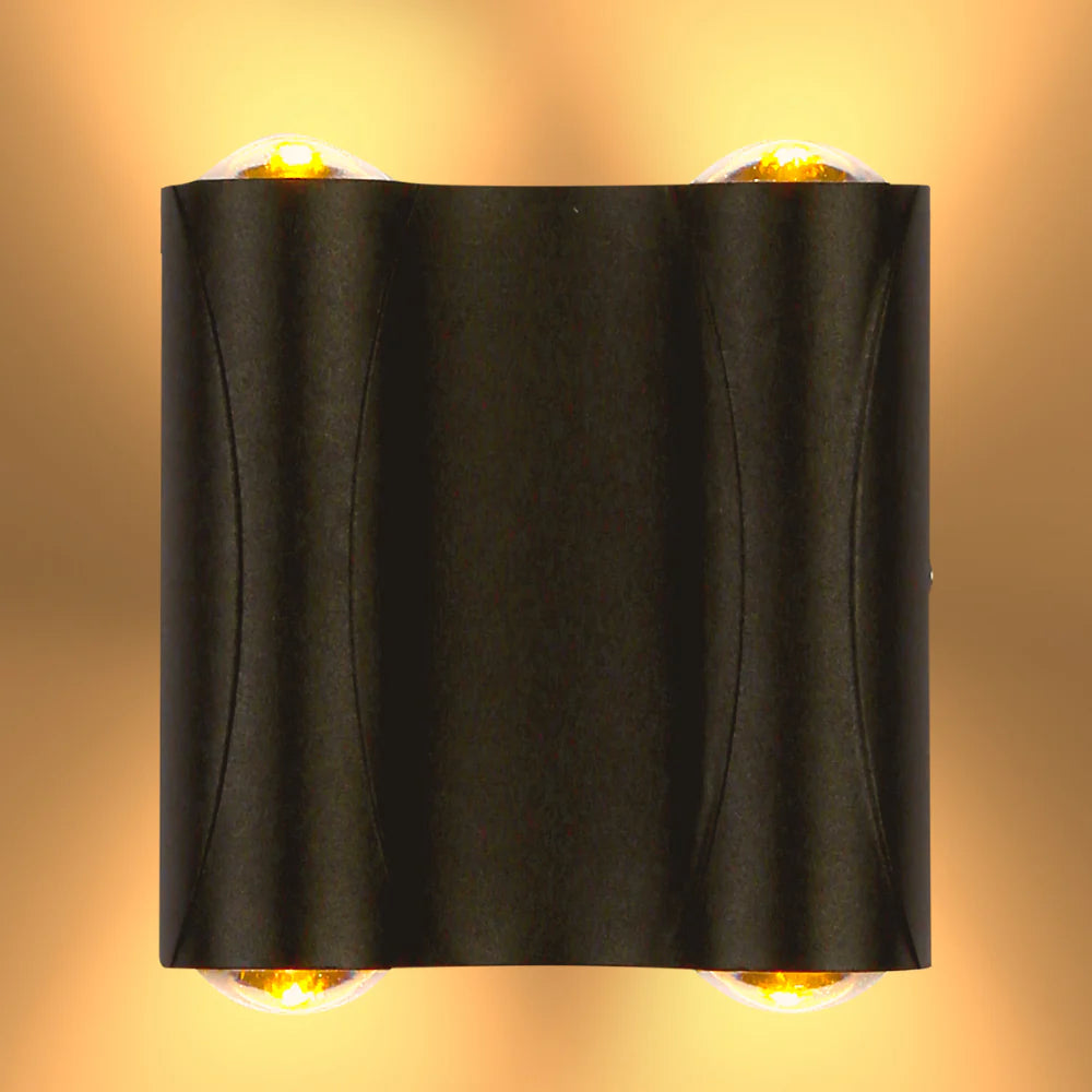 Black Corrugated Up Down Outdoor Modern LED Wall Light 2