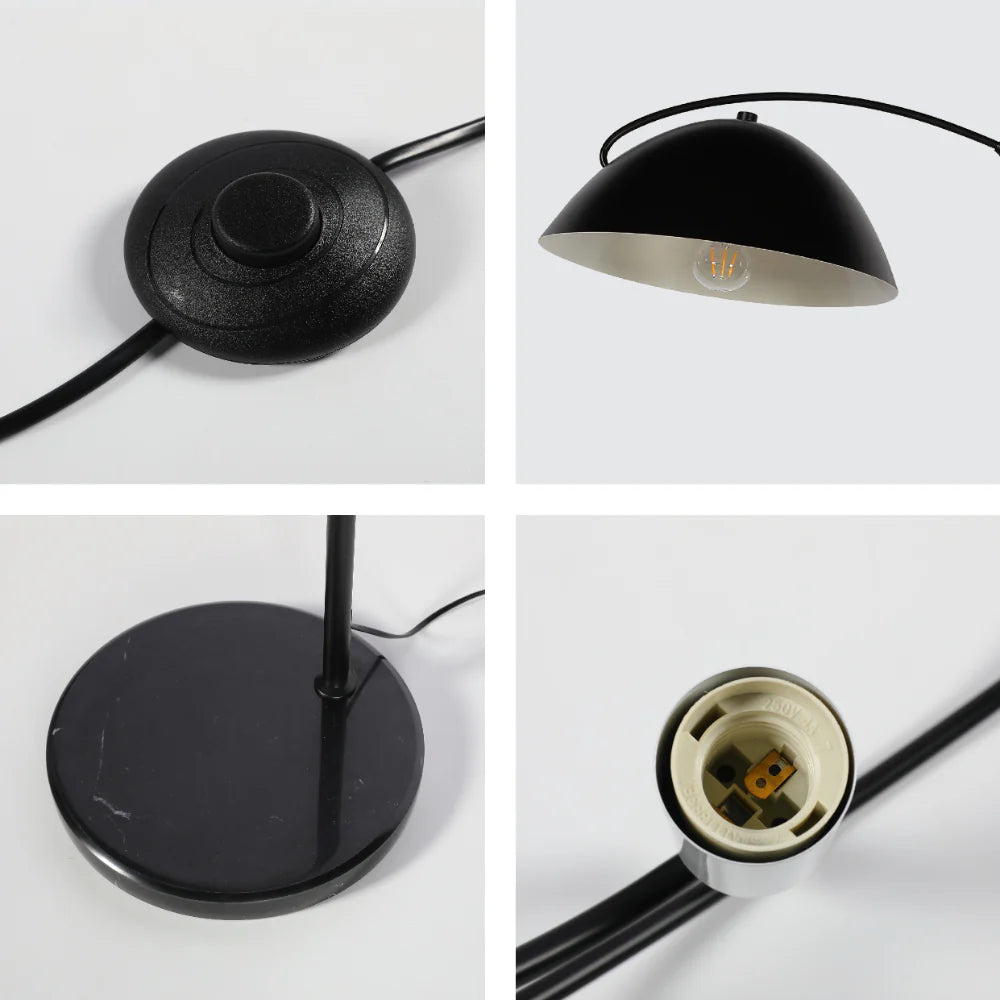 Black Elegance Curved Floor Lamp with Dome Shade 7