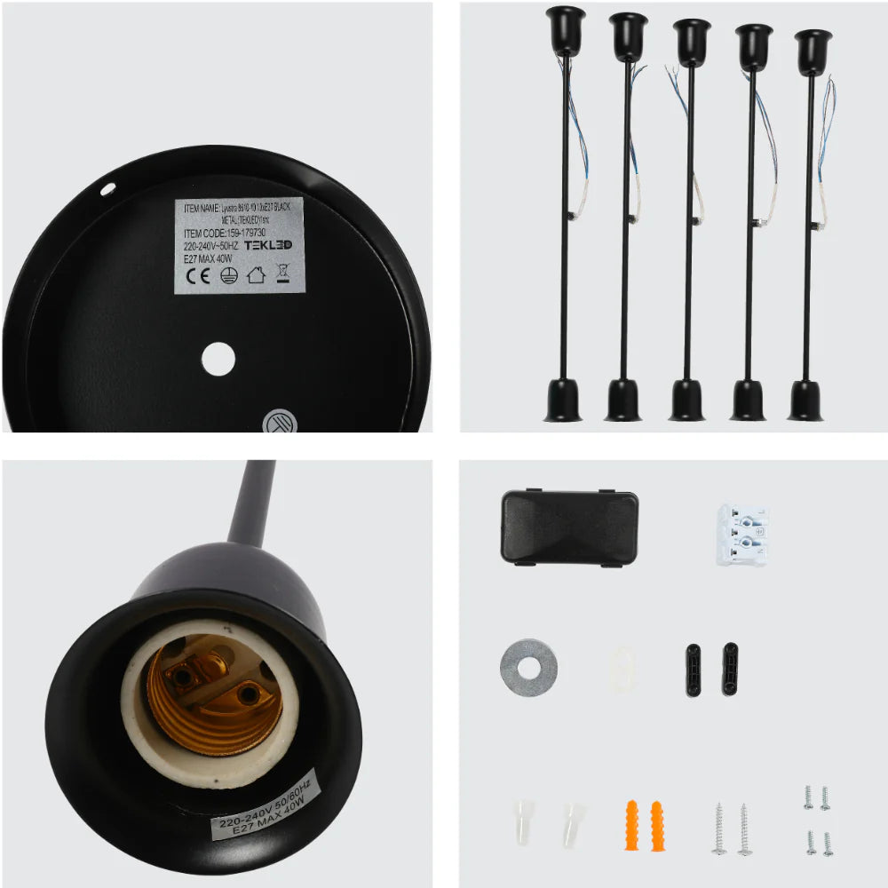 Details of Black Rod Ceiling Light with Adjustable Geometry | TEKLED 159-179730