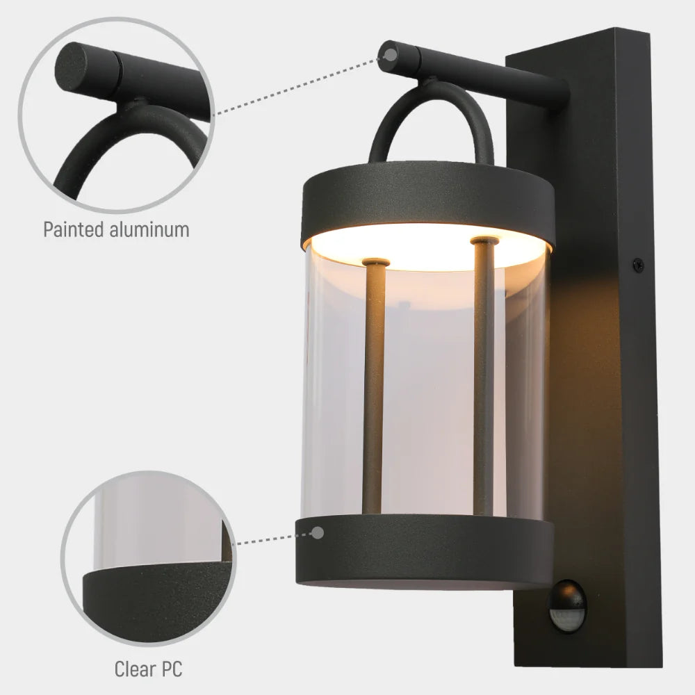 Cassian LED Outdoor Lantern Wall Light 8W 3000K Dark Grey 12