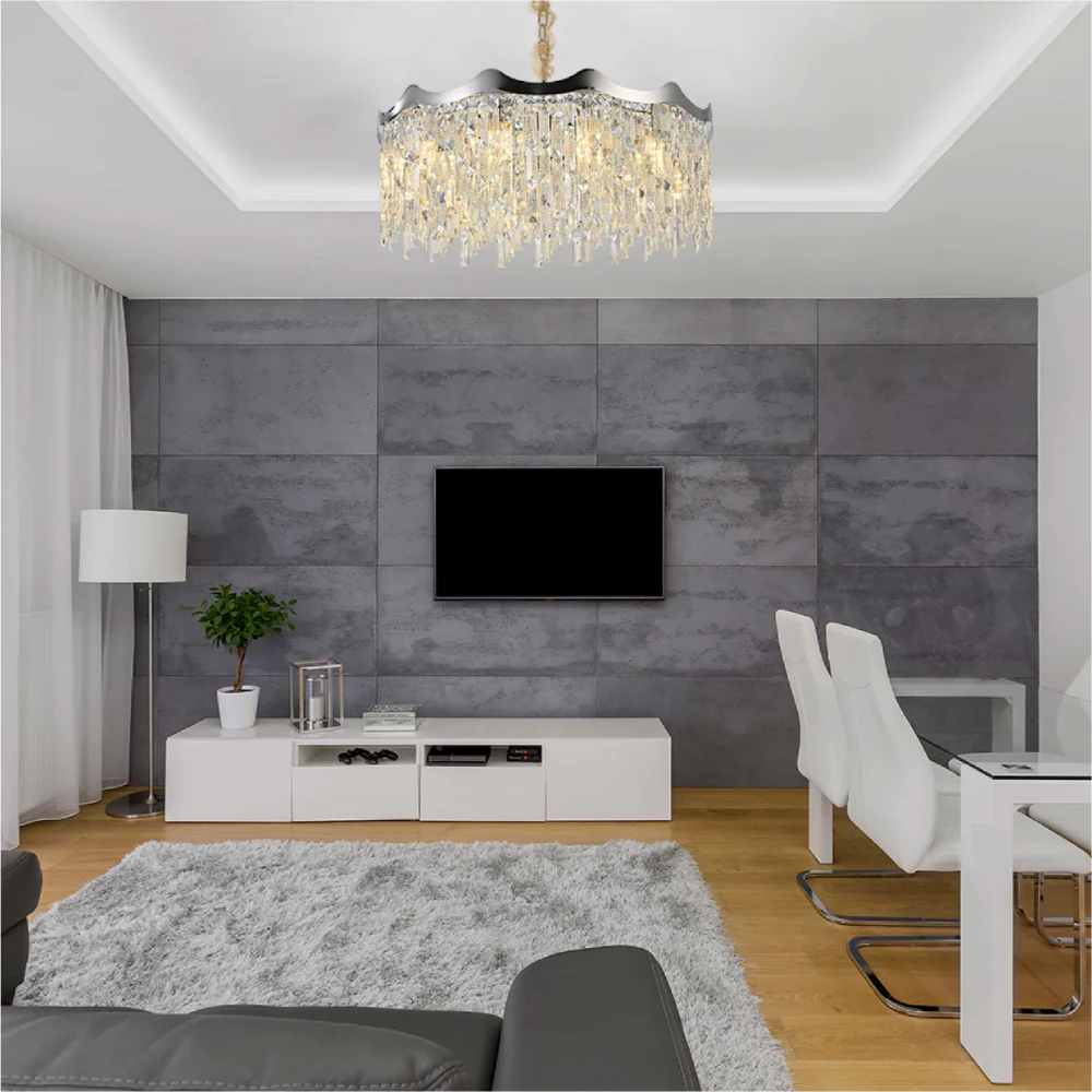 Interior application of Crown Crystal Chandelier Ceiling Light | TEKLED 159-18099
