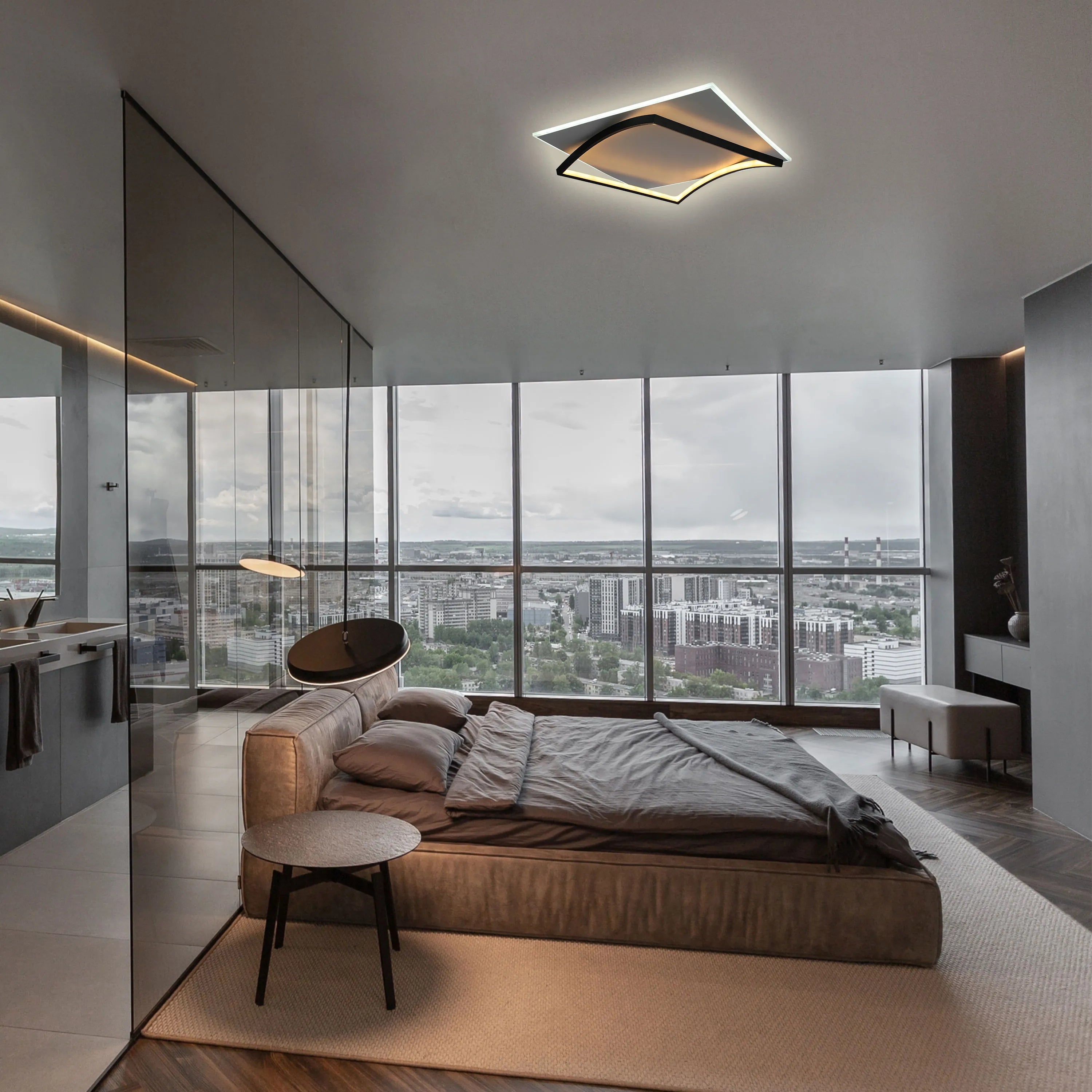 Curved-Frame LED Ceiling Light, CCT Tunable with Remote, 72W, Flush Mount, LED Flush Ceiling Light, TEKLED