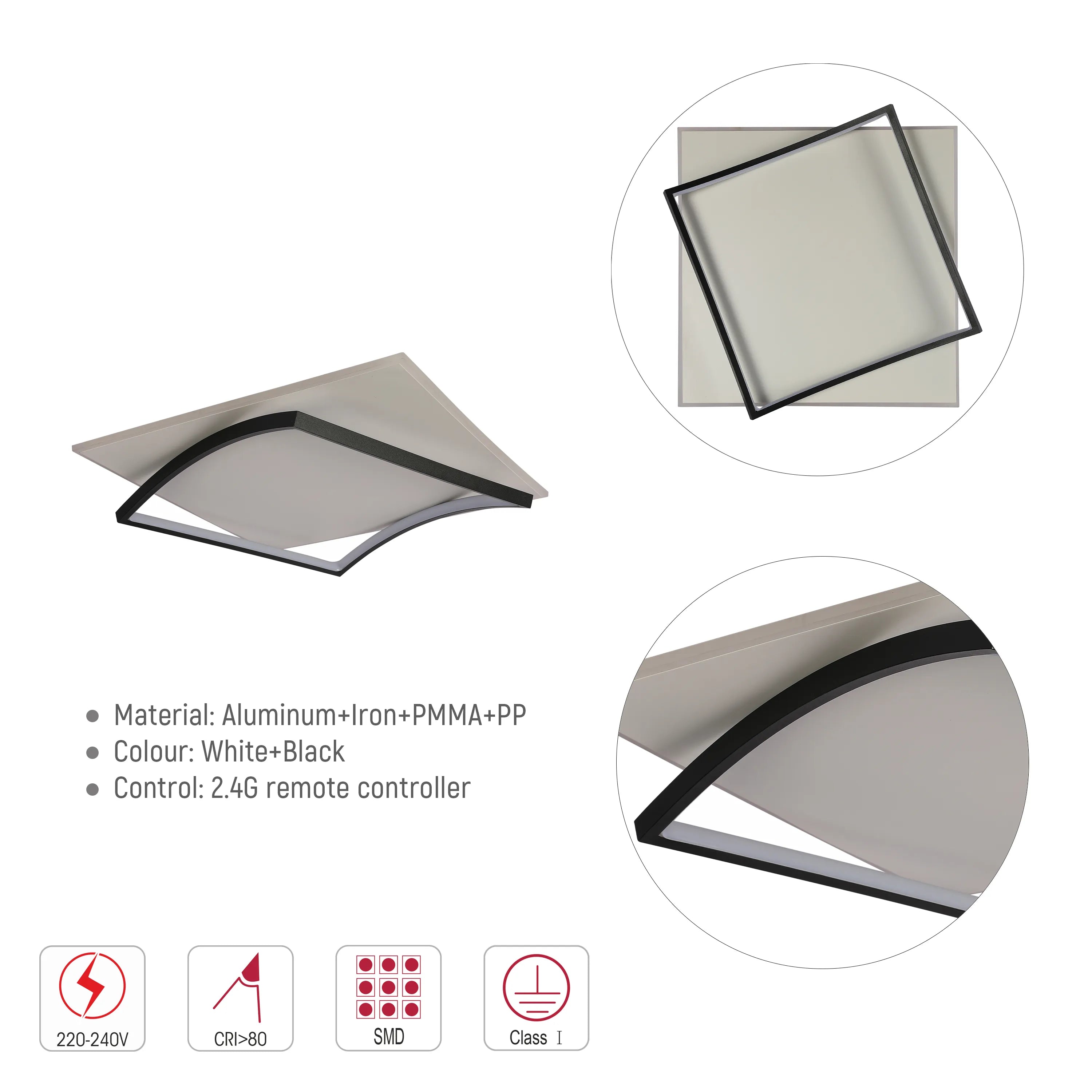 Curved-Frame LED Ceiling Light, CCT Tunable with Remote, 72W, Flush Mount, LED Flush Ceiling Light, TEKLED