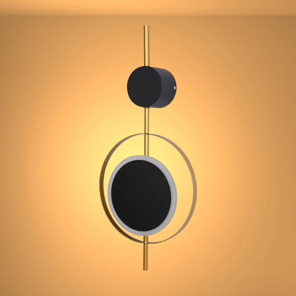 Designer Geometric Black Moon in Gold Circle Modern LED Wall Light 3000K 8W 1