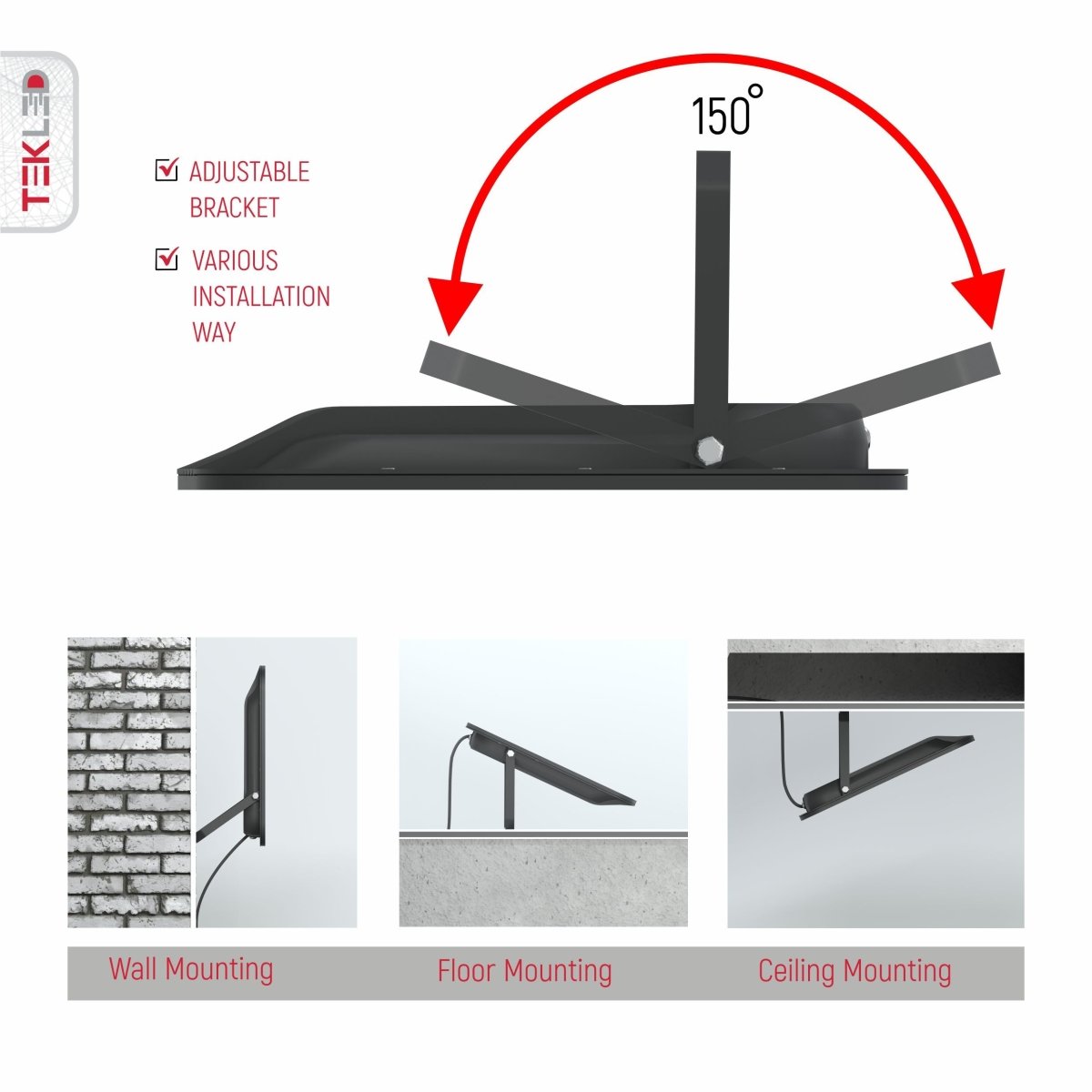 Detailed shots of LED Floodlight SMD 3030 Uk 30W Cool White 4000K IP65 | TEKLED 224-03278