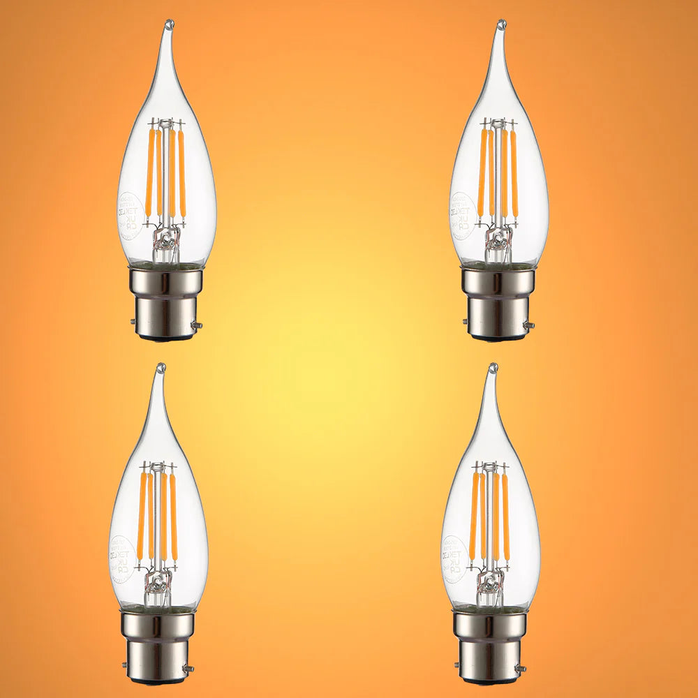 LED Dimmable Filament C35 Candle Bulb B22 Bayonet Cap 4W Warm White 2700K 12