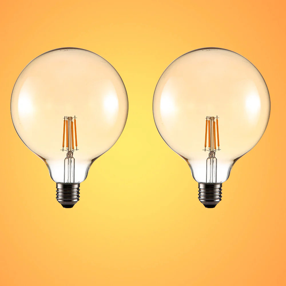 LED Dimmable Filament Globe Bulb E27 Edison Screw 6.5W Pack of 2 Warm White 2400K 15