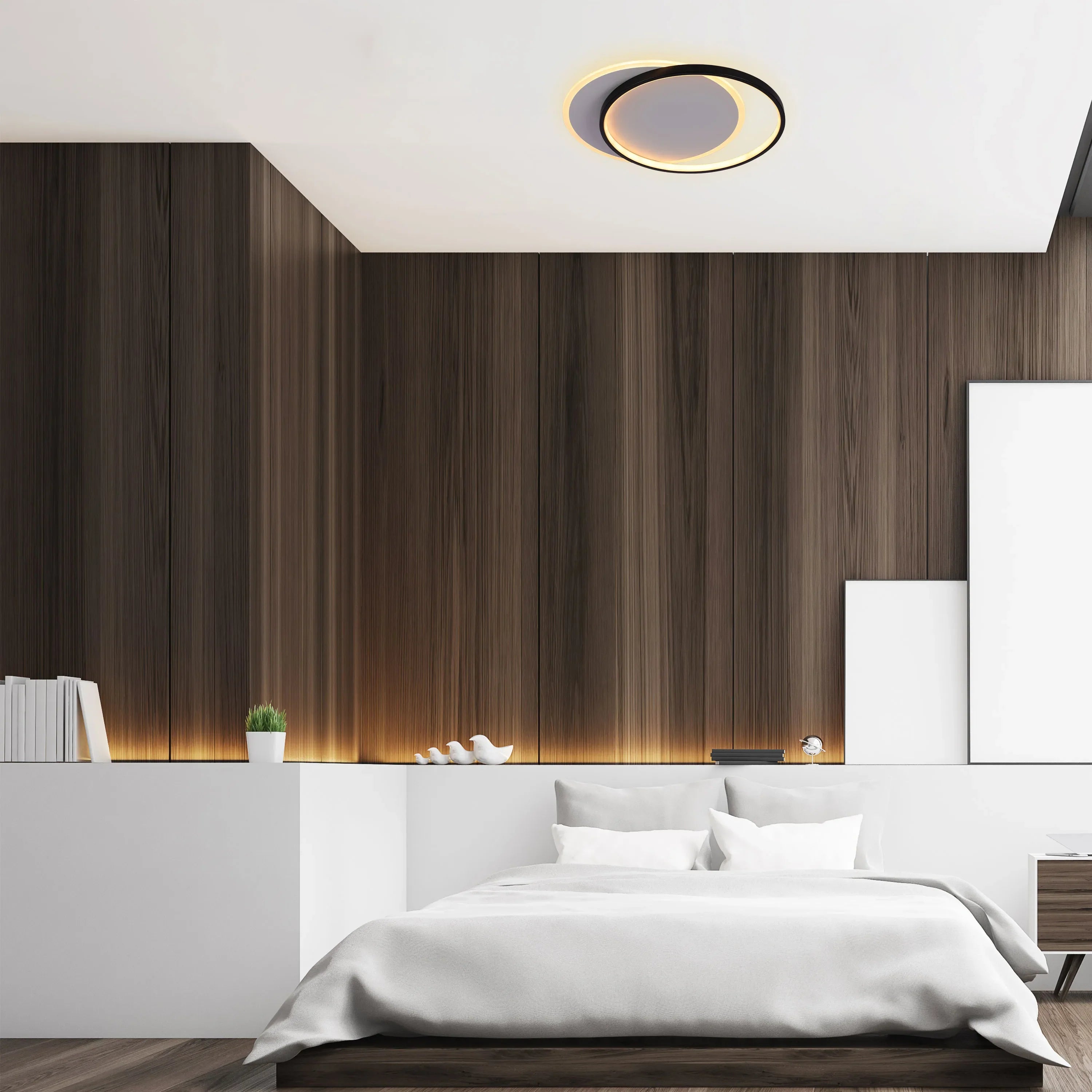 Dual-Ring LED Ceiling Light, CCT Tunable Dimmable with Remote, Flush Mount, LED Flush Ceiling Light, TEKLED