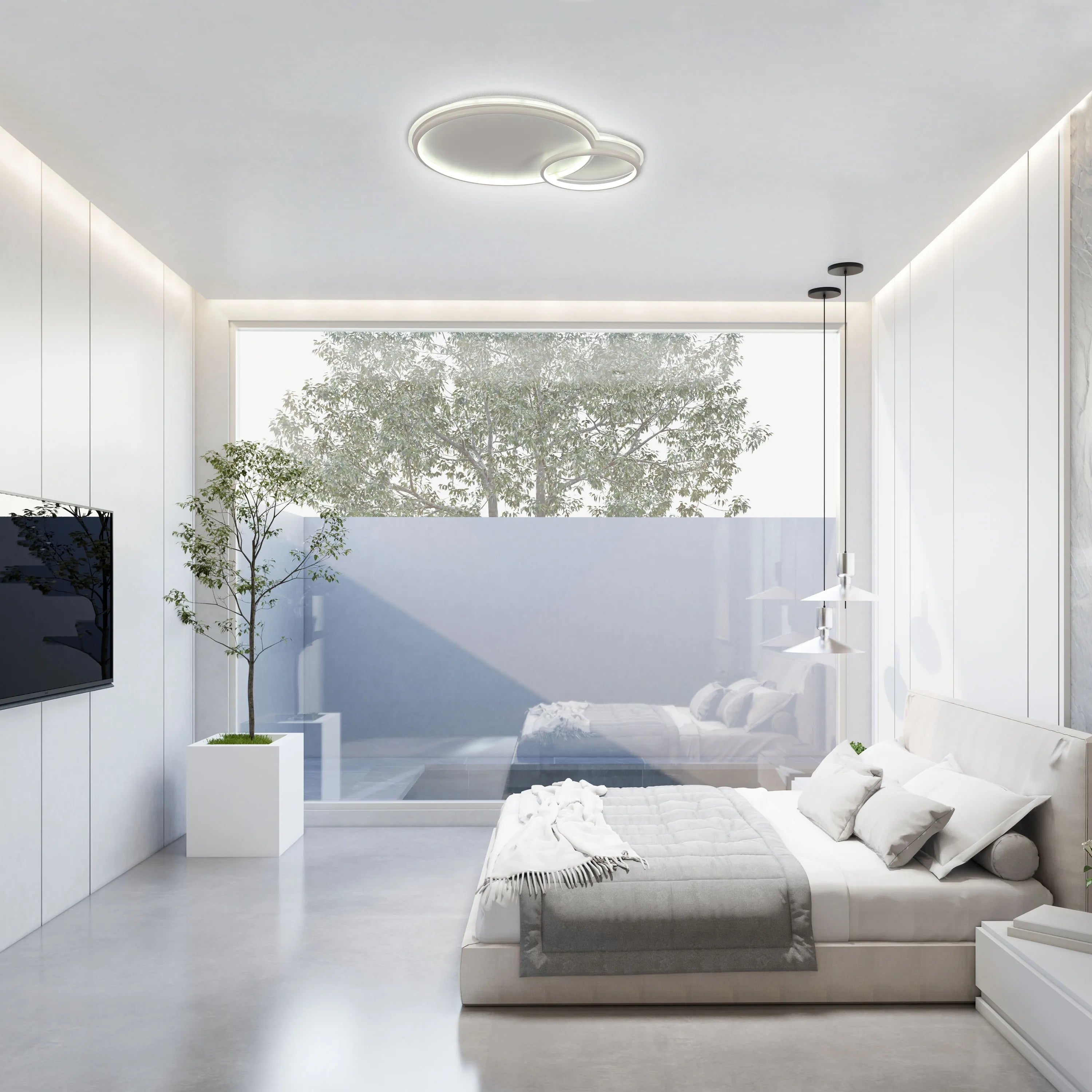 Dual-Ring LED Ceiling Light, CCT Tunable Dimmable with Remote, Flush Mount, LED Flush Ceiling Light, TEKLED