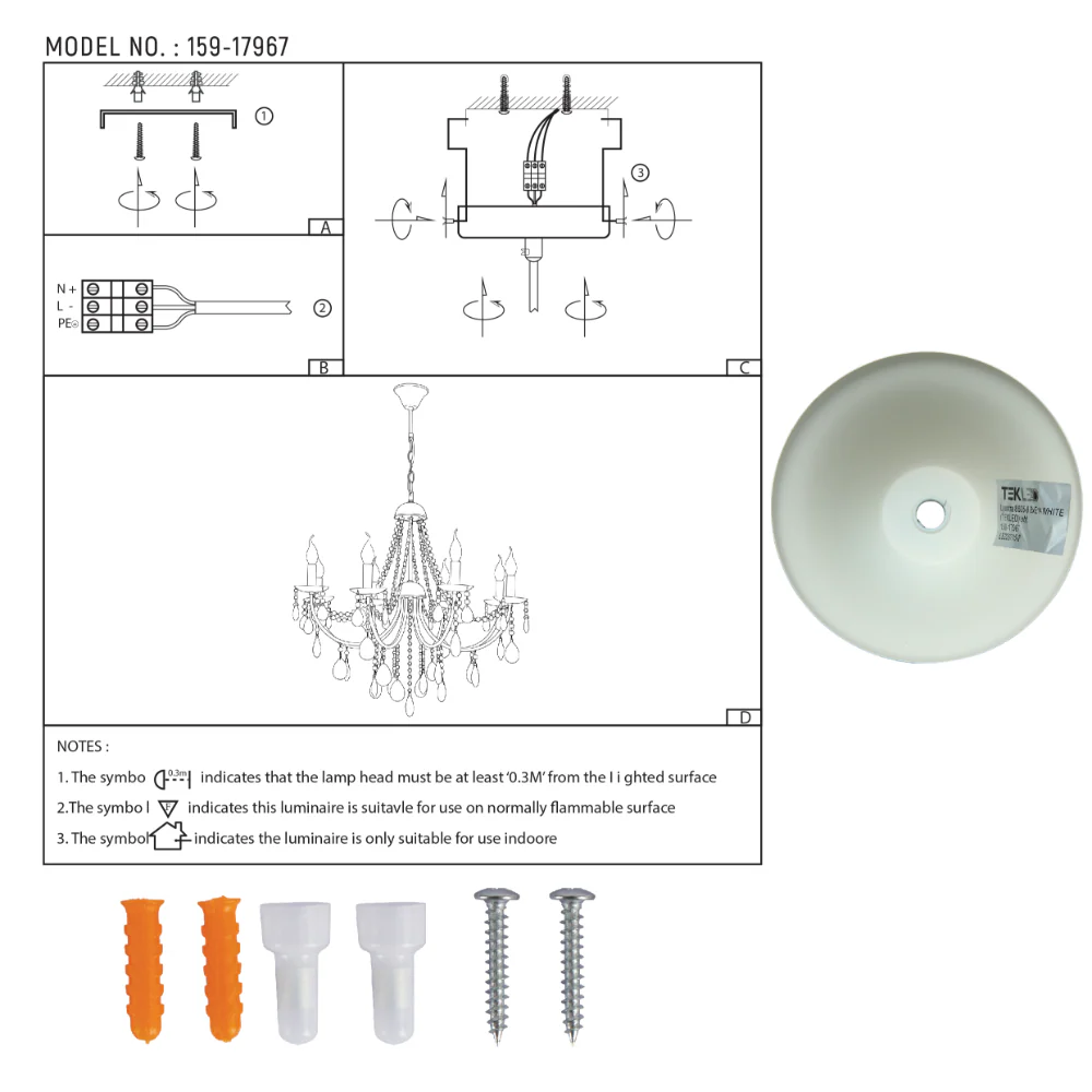 User manual for Elegant Cascade Waterfall Crystal Chandelier Ceiling Light | TEKLED 159-17967