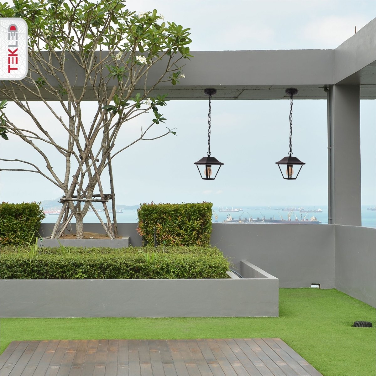 More exterior usage of Pendant Ceiling Lamp Matt Black Clear Glass E27