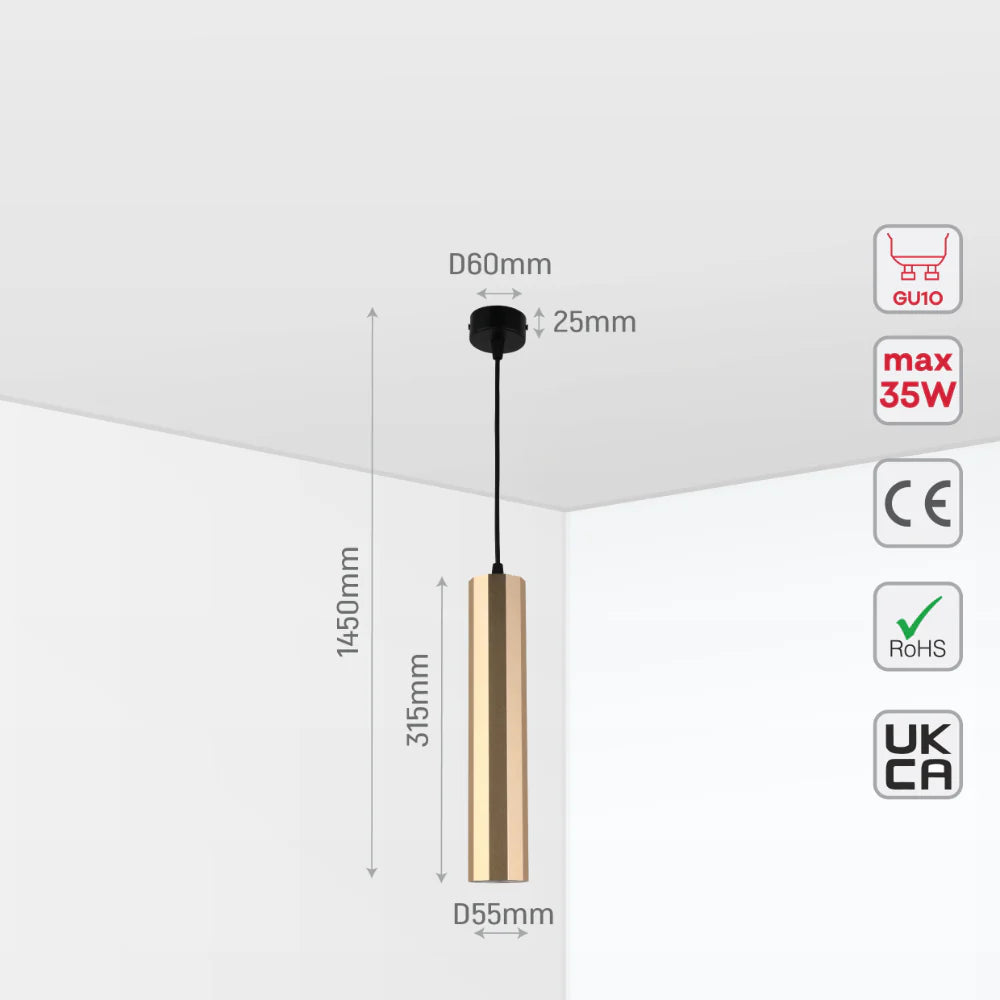 Faceted Pendant Downlight GU10, Pendant Downlight, TEKLED 9
