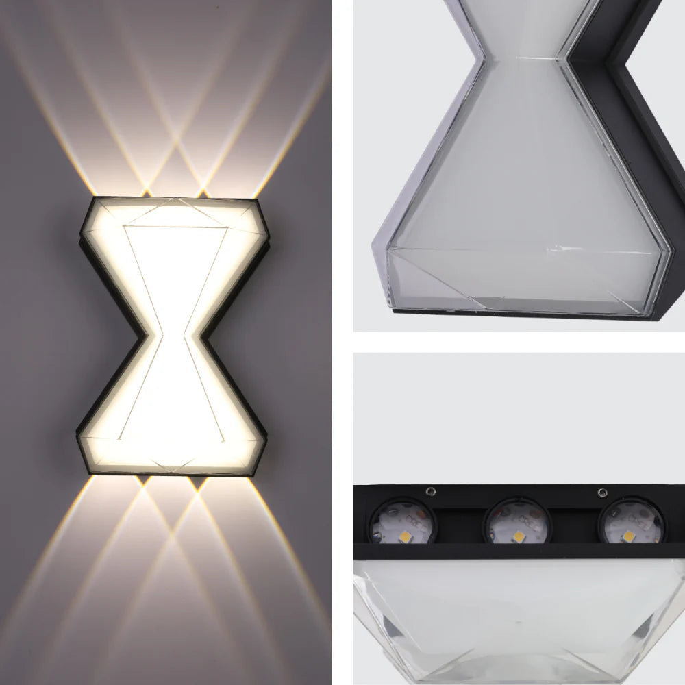 Hourglass Up Down Decorative Modern LED Wall Light Black 4000K 12W 7