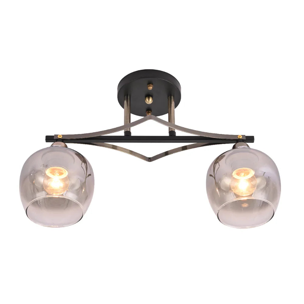 Main image of Geometric Starburst Faded Smoky Grey Globe Black & Bronze Ceiling Light | TEKLED 159-179983