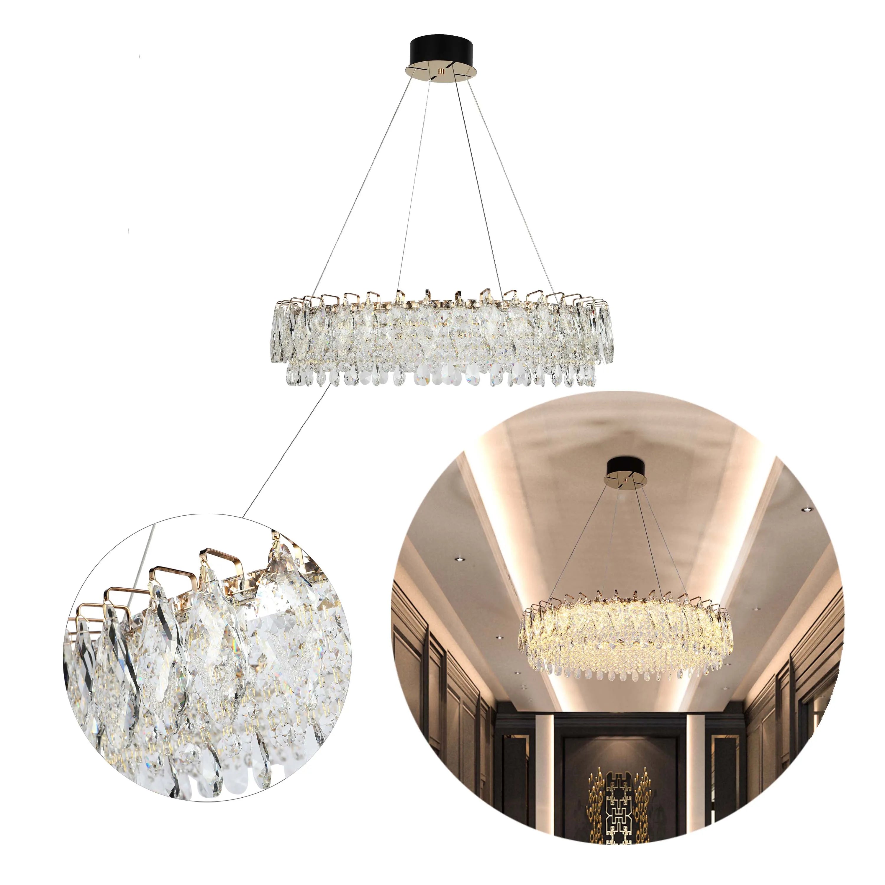 An elaborate crystal chandelier, a luxurious centrepiece. Its intricate design enhances any room's decor.