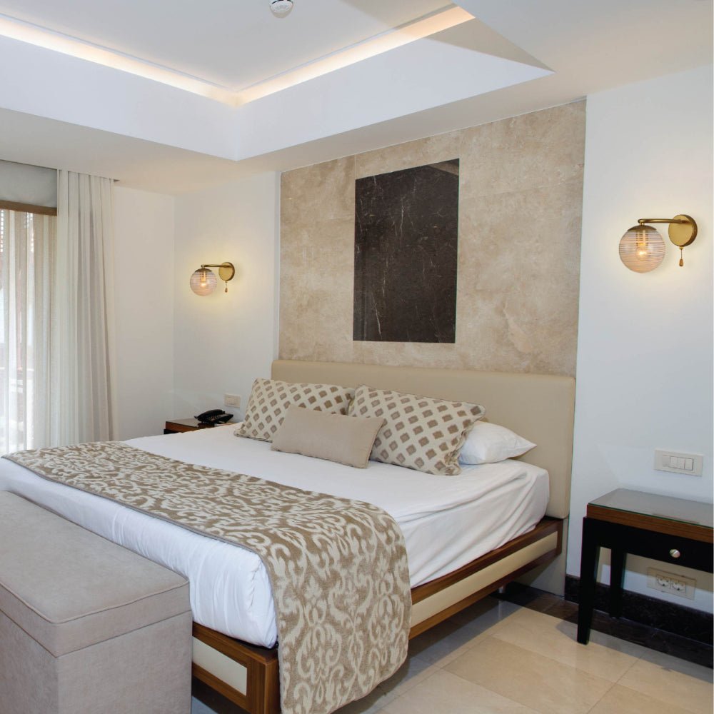 More interior usage of Amber Globe Glass Gold Metal Ellipse Vintage Retro Wall Light with Pull Down Switch E27 Fitting | TEKLED 151-19788