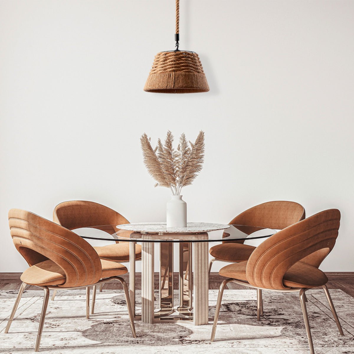 More interior usage of Farmhouse Rustic Metal Body Hemp Rope Shade Pendant Ceiling Light with E27 | TEKLED 150-18094