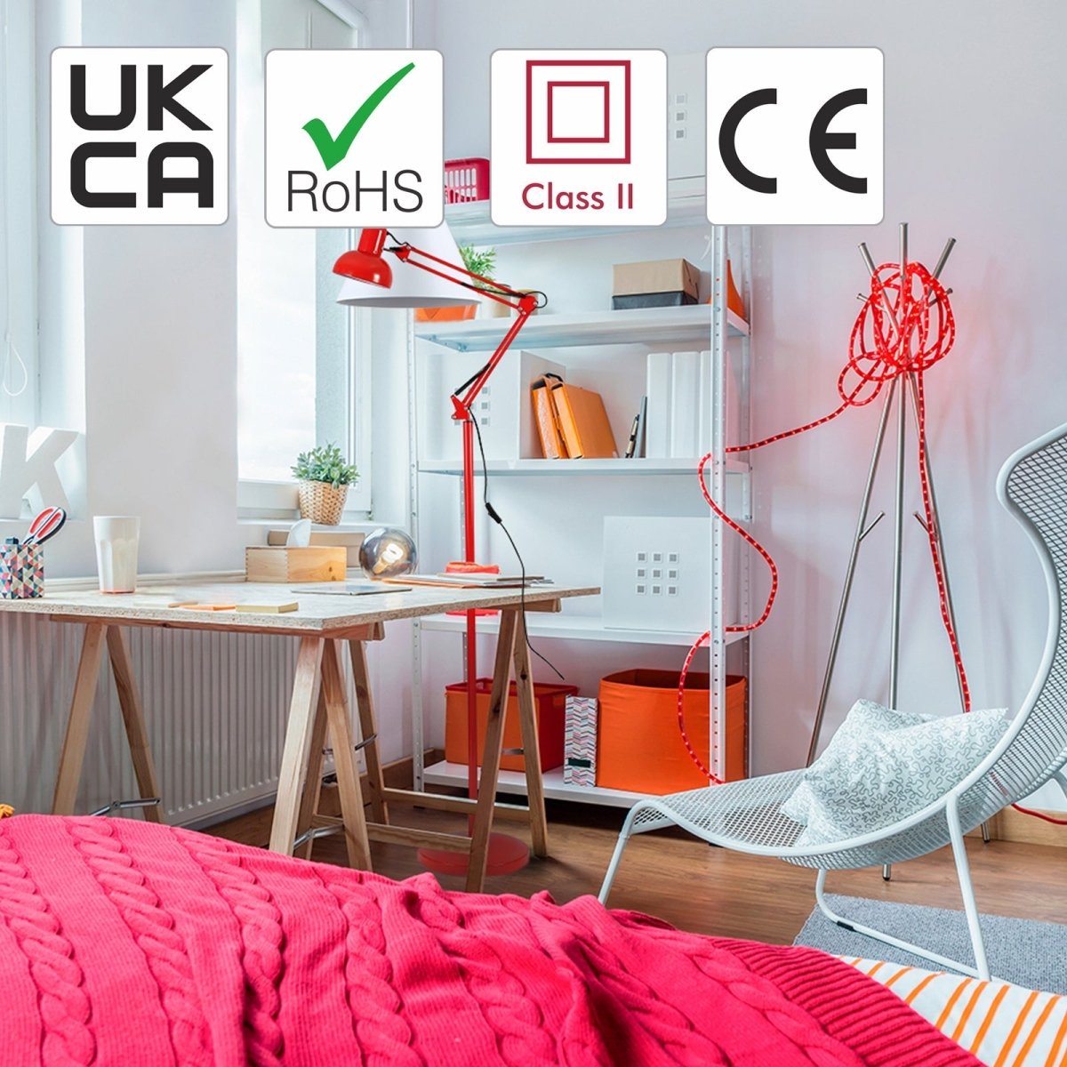 More interior usage of Swing Arm Architect Model Floor Lamp E27 Red | TEKLED 130-03353