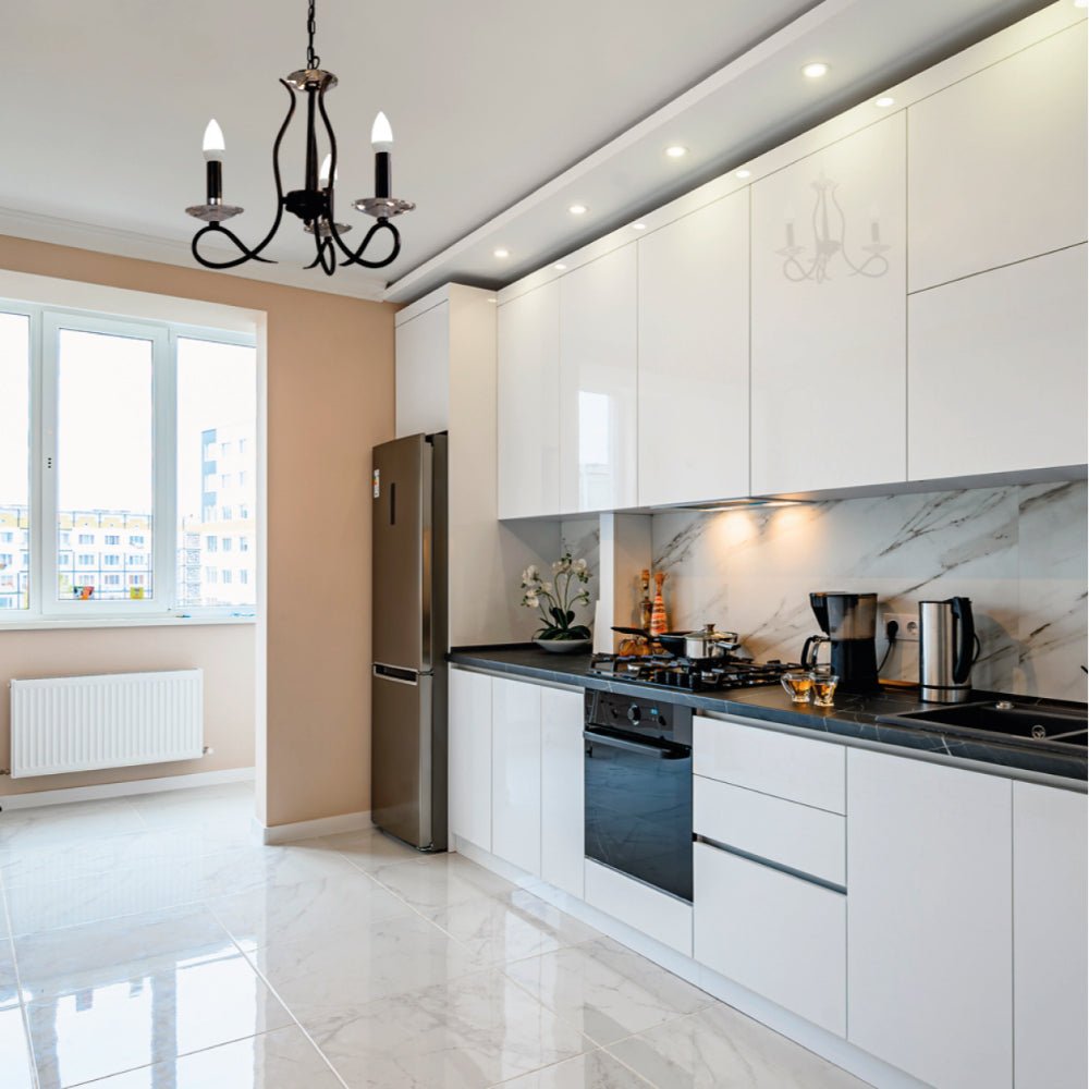 Indoor usage of Candle Vintage Rustic Black French Chandelier Ceiling Light 3xE14 | TEKLED 156-18146