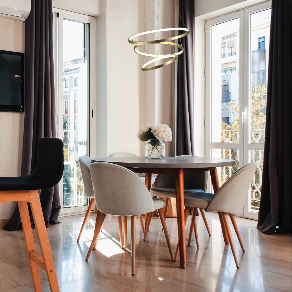 Indoor usage of LED Triple Circle Gold Finishing 90W 4000K Natural Cool White Modern Contemporary Nordic Scandinavian Pendant Ceiling Light D500 | TEKLED 158-19826