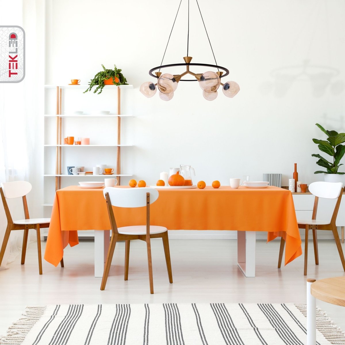 Interior application of Locanda Amber Glass Chandelier 6xE14 Fitting | TEKLED 159-17390