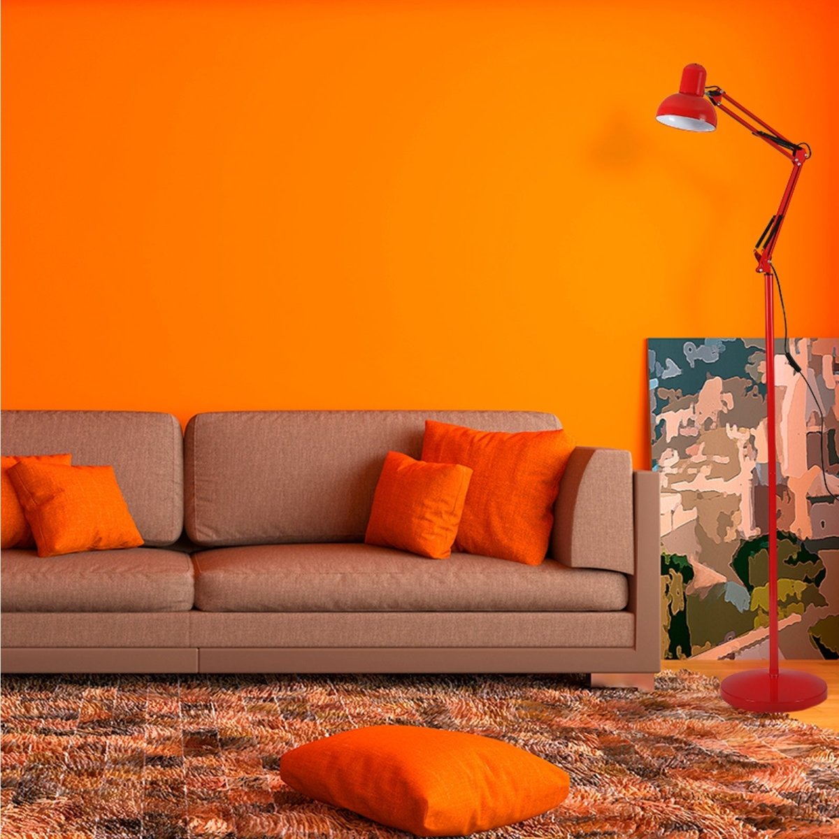 Interior application of Swing Arm Architect Model Floor Lamp E27 Red |  130-03353