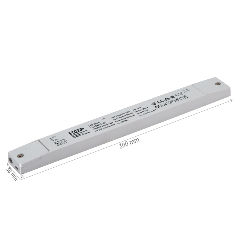KGP Constant Voltage LED Driver 24V 30W 1.25A for LED Strips-Modules