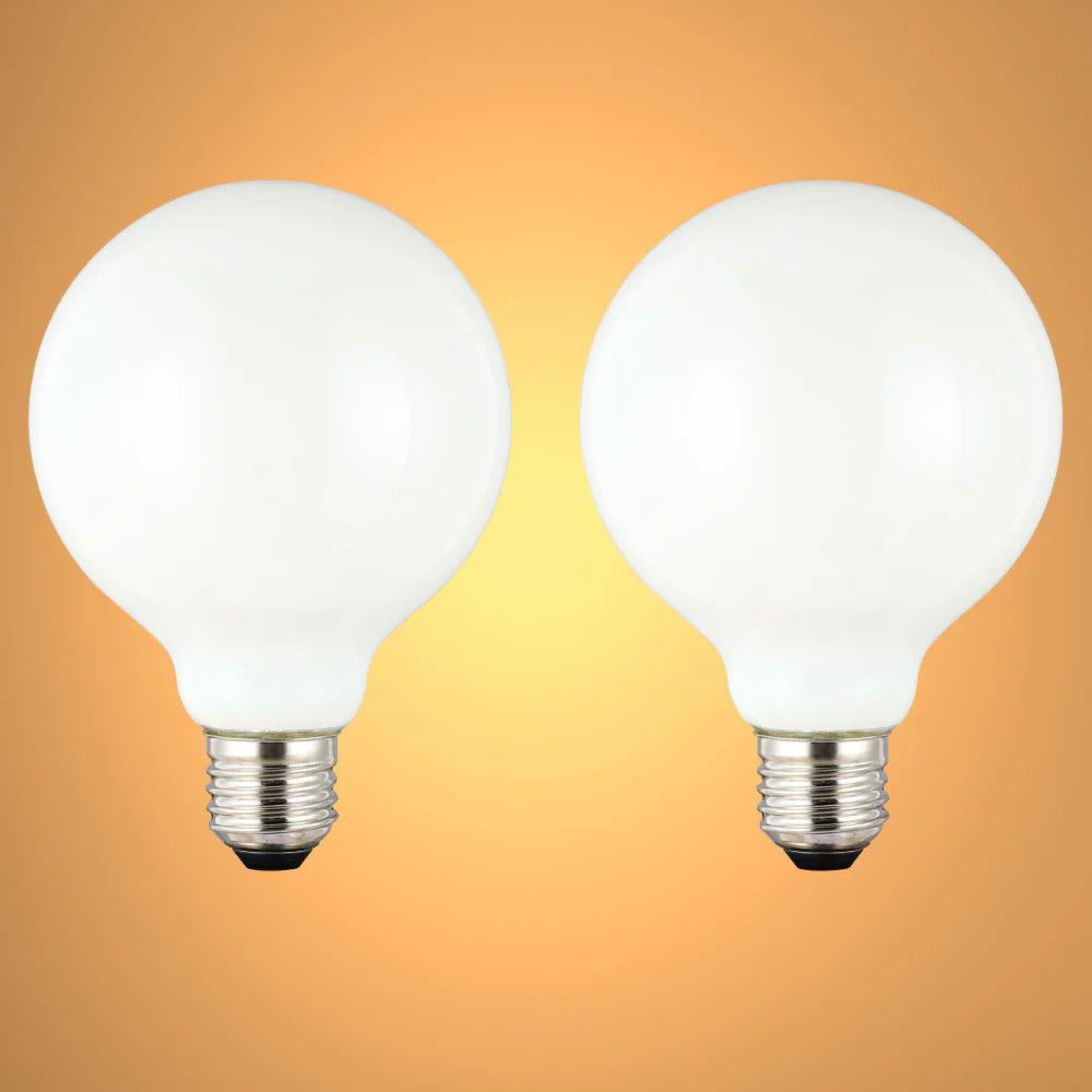 LED Bulb Dimmable Globe E27 6.5W 2700K Milky Glass Pack of 2 2