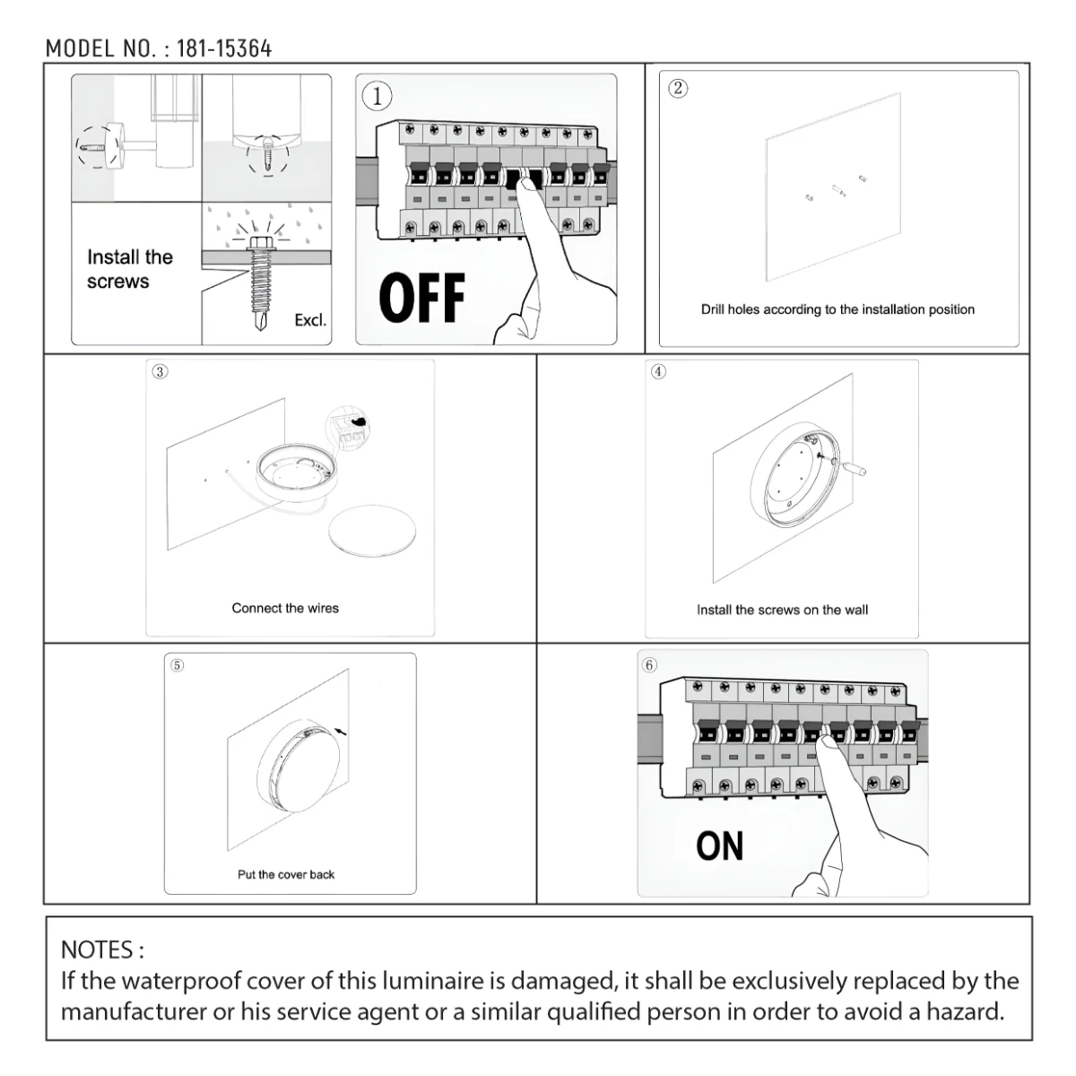 Technical specs of LED Bulkhead Light IP65 Ceiling Wall Interior Exterior 4000K White 181-15364