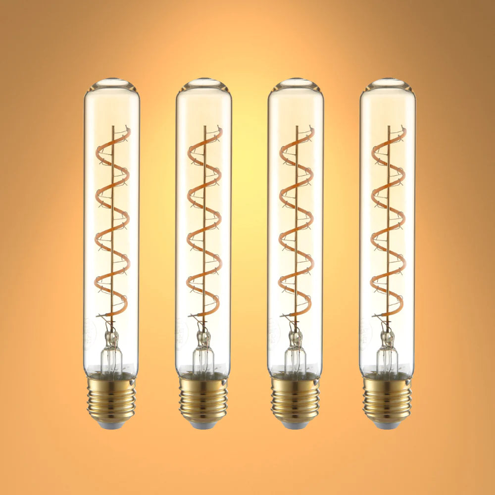 LED Dimmable Filament T45 T30 Tubular Bulb E27 Edison Screw 4W Pack of 4 Warm White 21