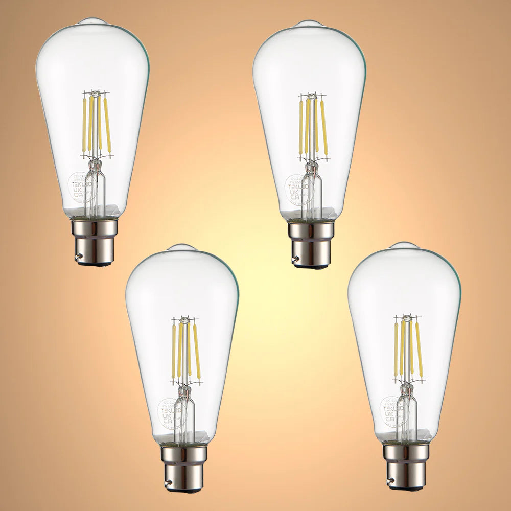 LED Filament ST64 Edison Bulb B22 Bayonet Cap Pack of 4 10