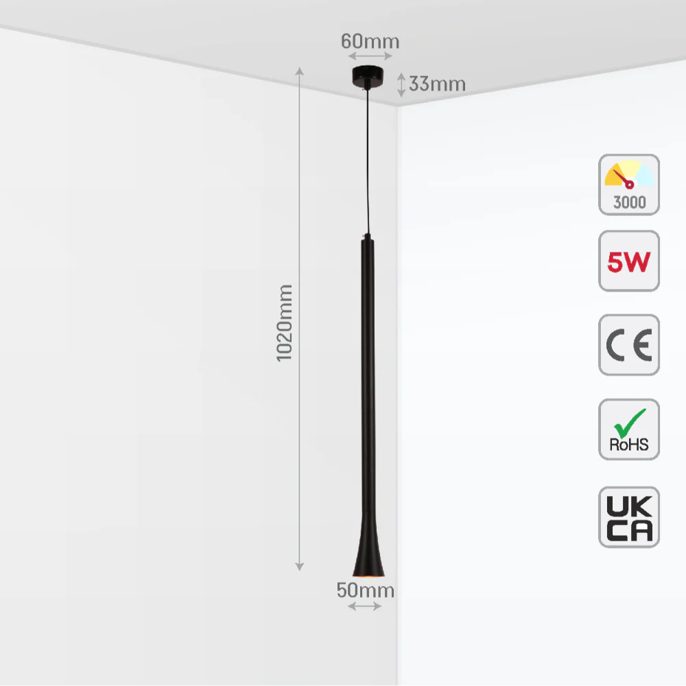 LED Pendant Downlight 5W 3000K Black and Bronze 19