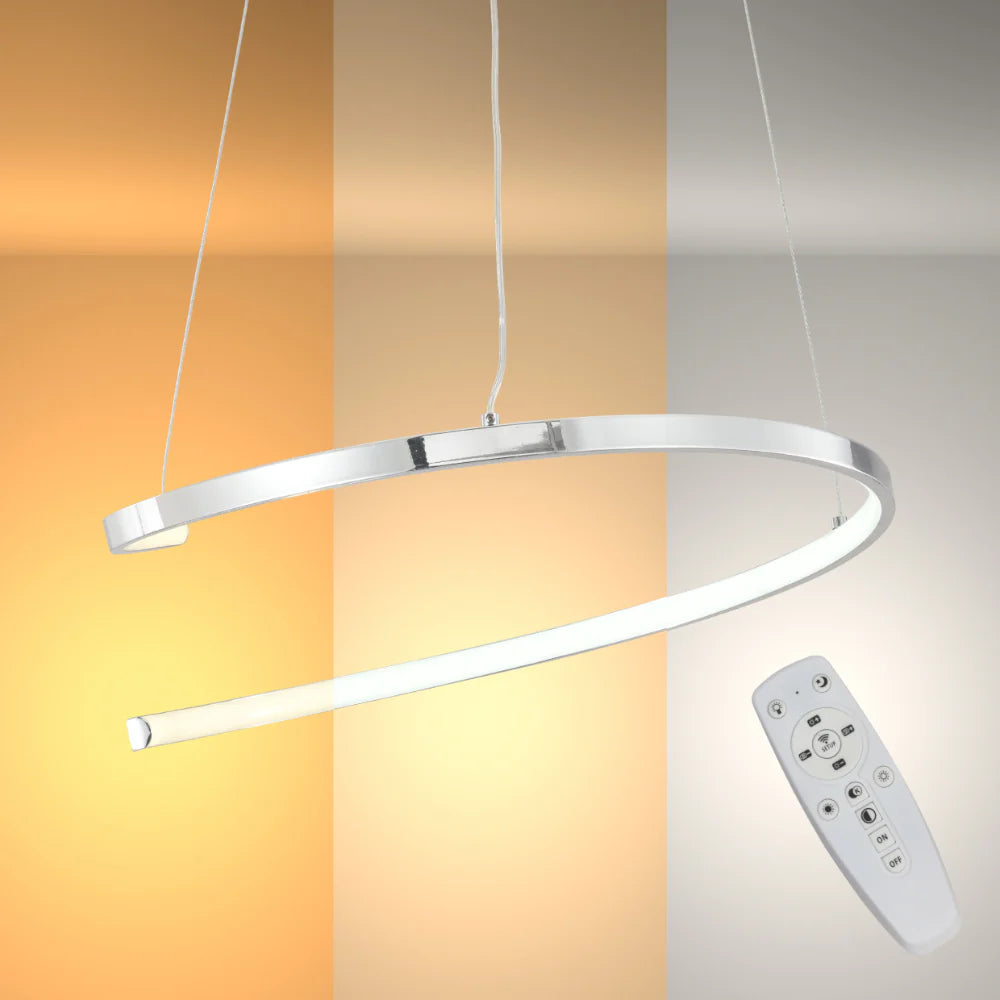 LED Spiral White Chrome Gold Finishing 30W CCT Change Dimmable Contemporary Nordic Scandinavian Pendant Ceiling Light with Remote Control 3