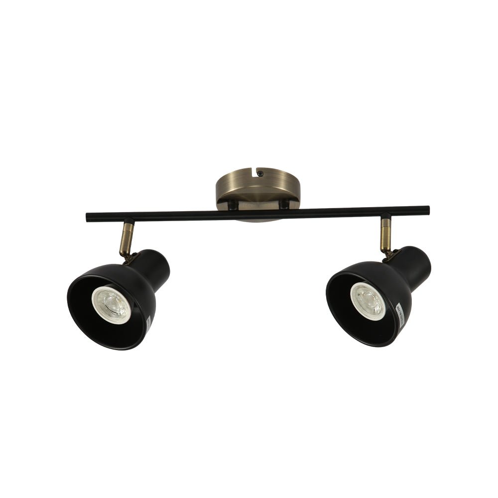 Main image of 2 Way Hektor Rod Spotlight with GU10 Fitting Antique Brass Black | TEKLED 172-03128