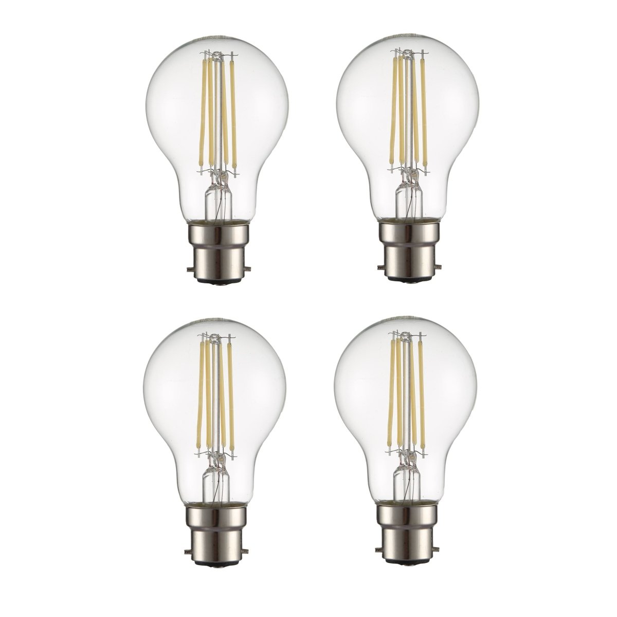 Main image of LED Filament Bulb A60 GLS B22 Bayonet Cap 6.5W 806lm Cool White 4000K Clear Pack of 4 | TEKLED 583-150093