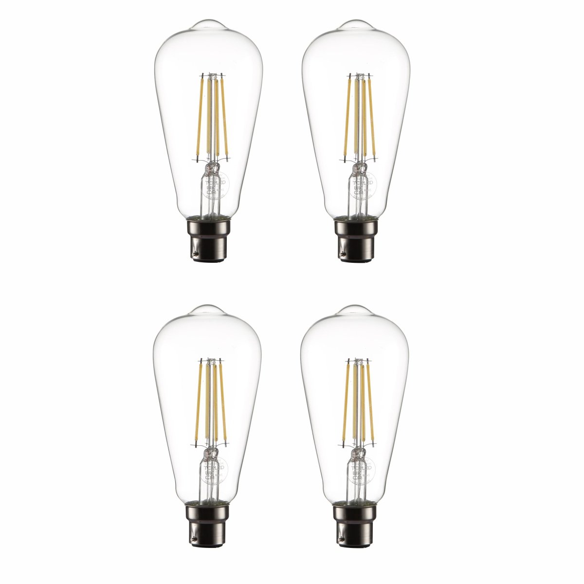 Main image of LED Filament Bulb ST64 Edison B22 Bayonet Cap 6.5W 806lm Cool White 4000K Clear Pack of 4 | TEKLED 583-150305