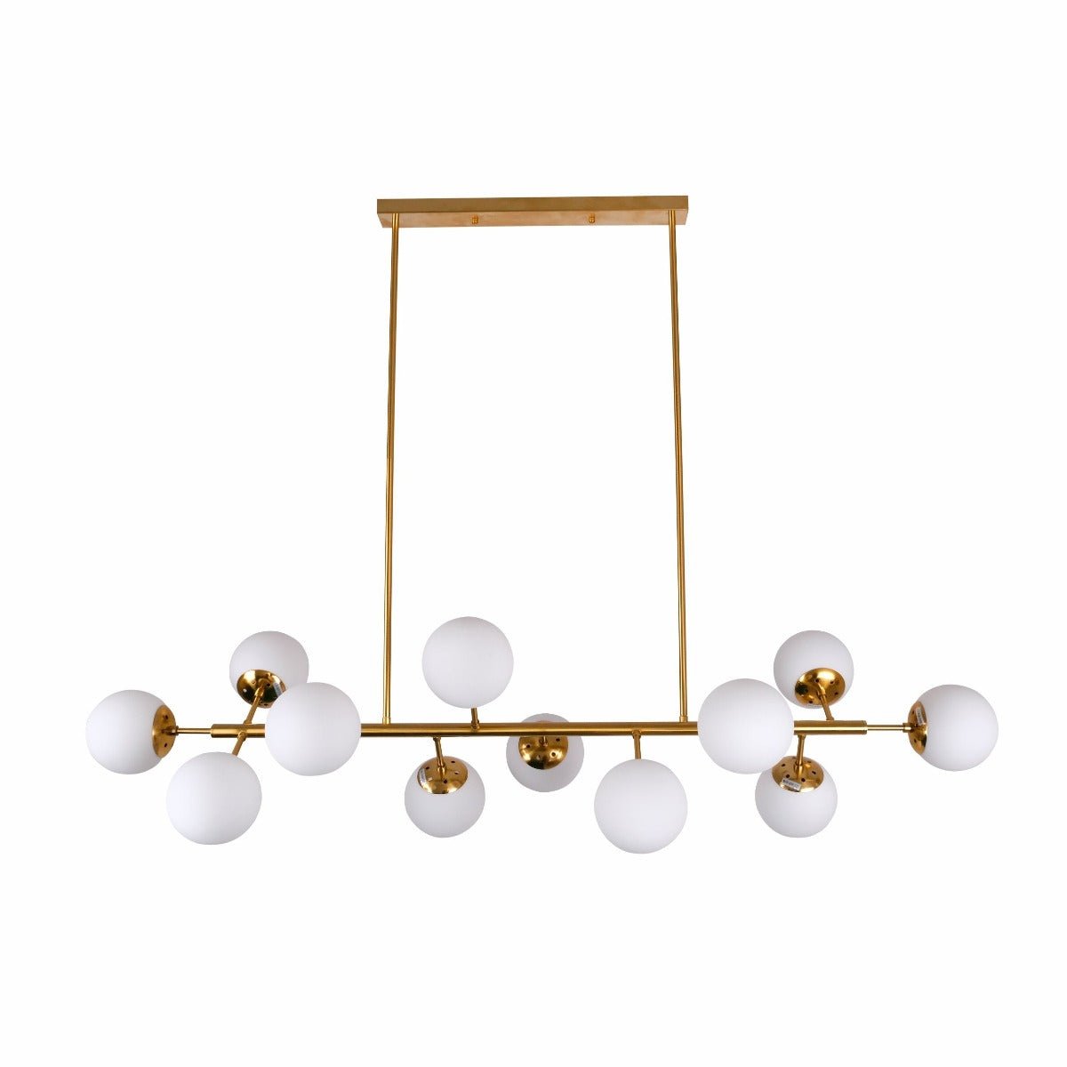 Main image of Opal Globe Glass Gold Body Island Chandelier Light with 12xE27 Fittings | TEKLED 159-17472