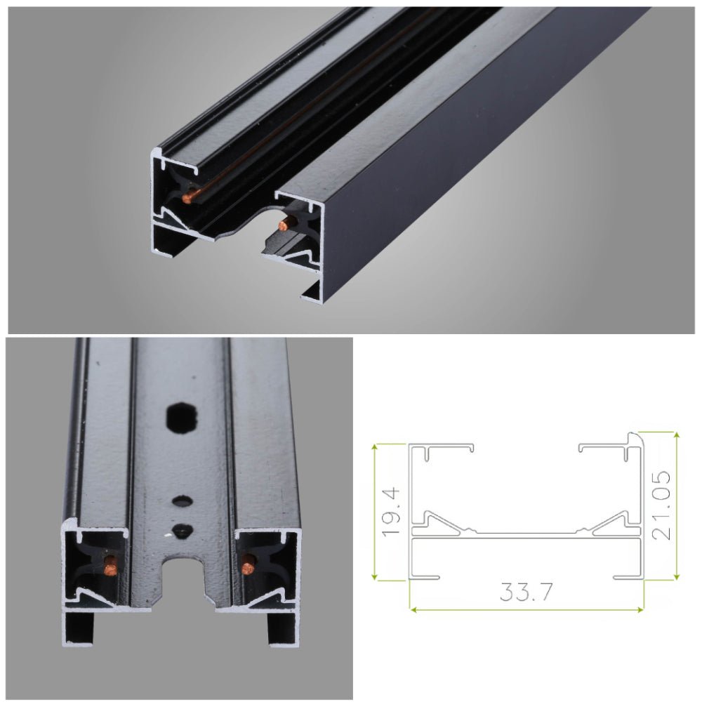 Main image of Track for 2 Conductor Tracklight adaptors Halo Type Black 1 metre 175-15200