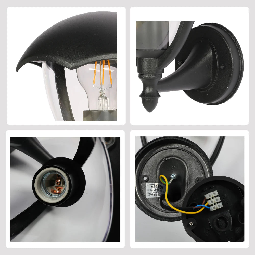 Megan Outdoor Lantern Wall Light E27 Black 16