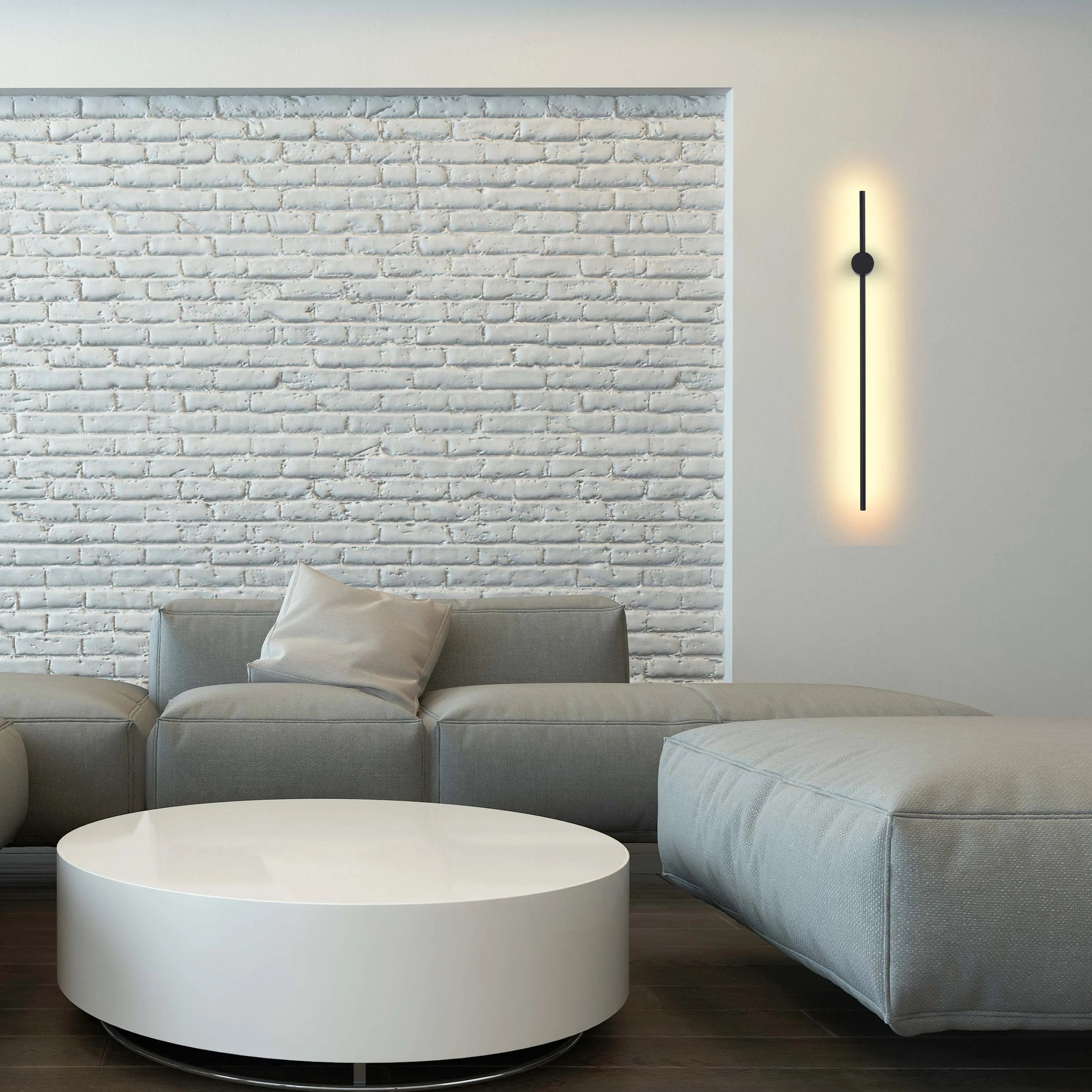 Minimalist Rod Wall Light in Black or Gold with Integrated LED