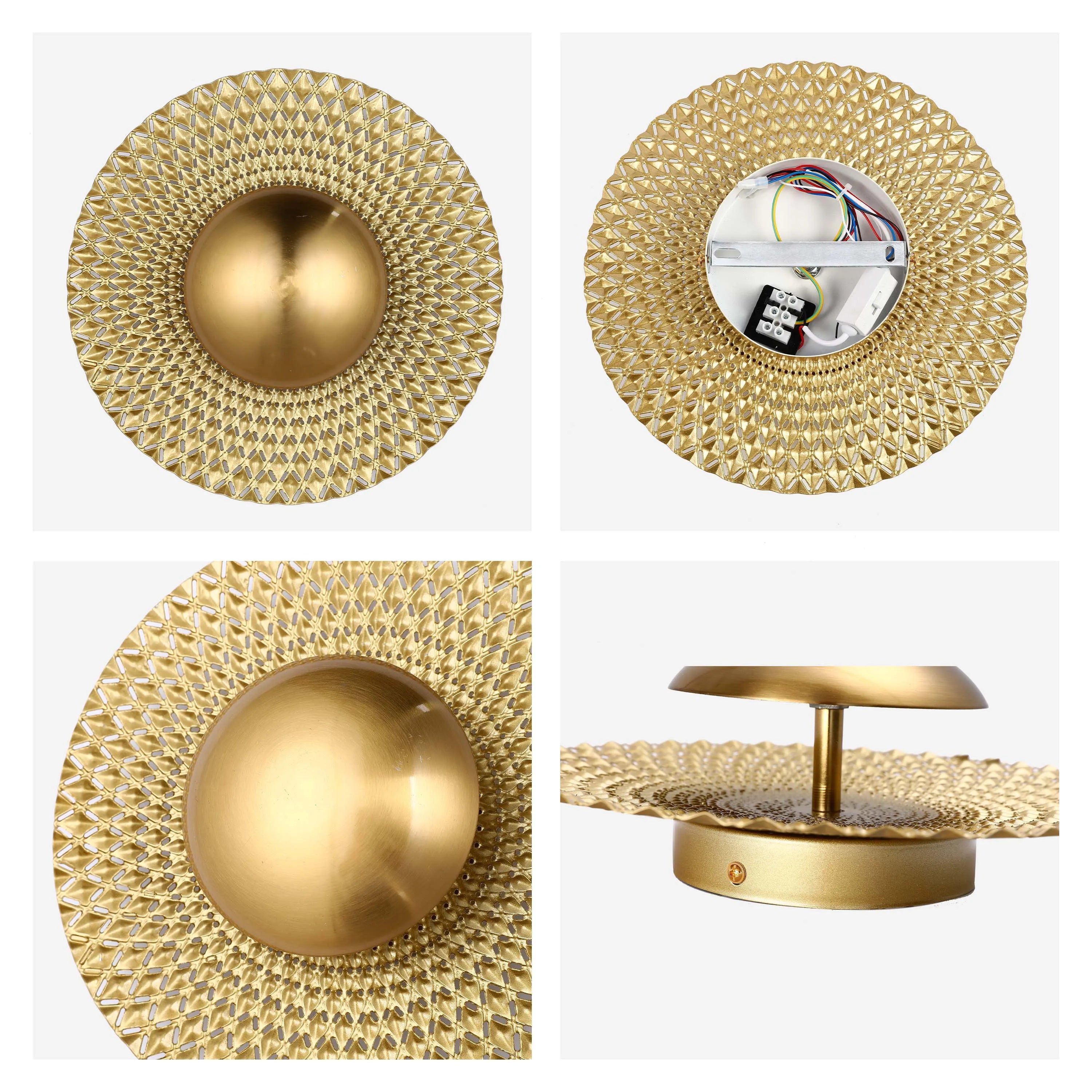 A stylish, gold-coloured ceiling light. A decorative piece, perfect for adding a touch of elegance to any room.
