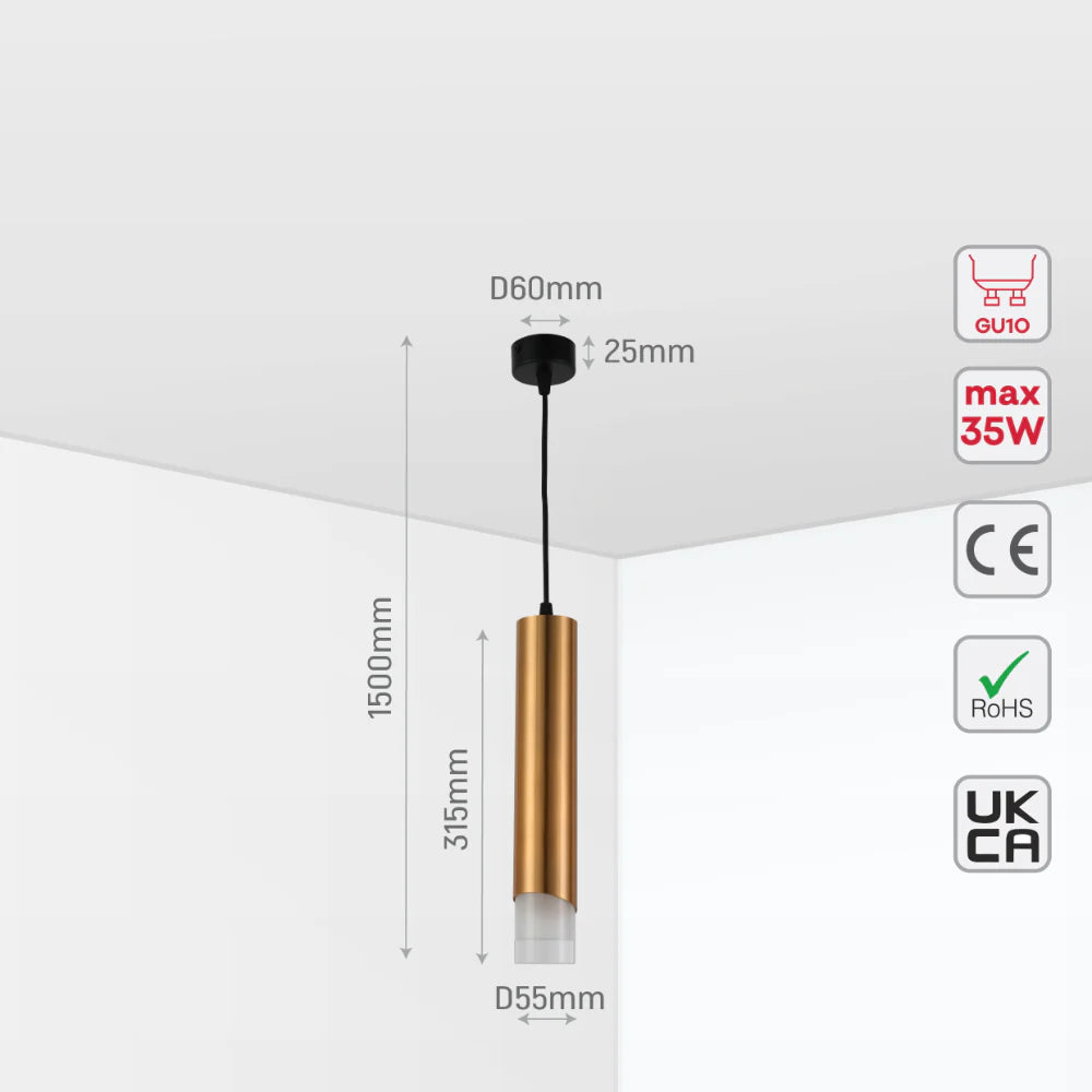 Modern Cylinder Pendant Downlight with PMMA Diffuser GU10, Pendant Downlight, TEKLED 9