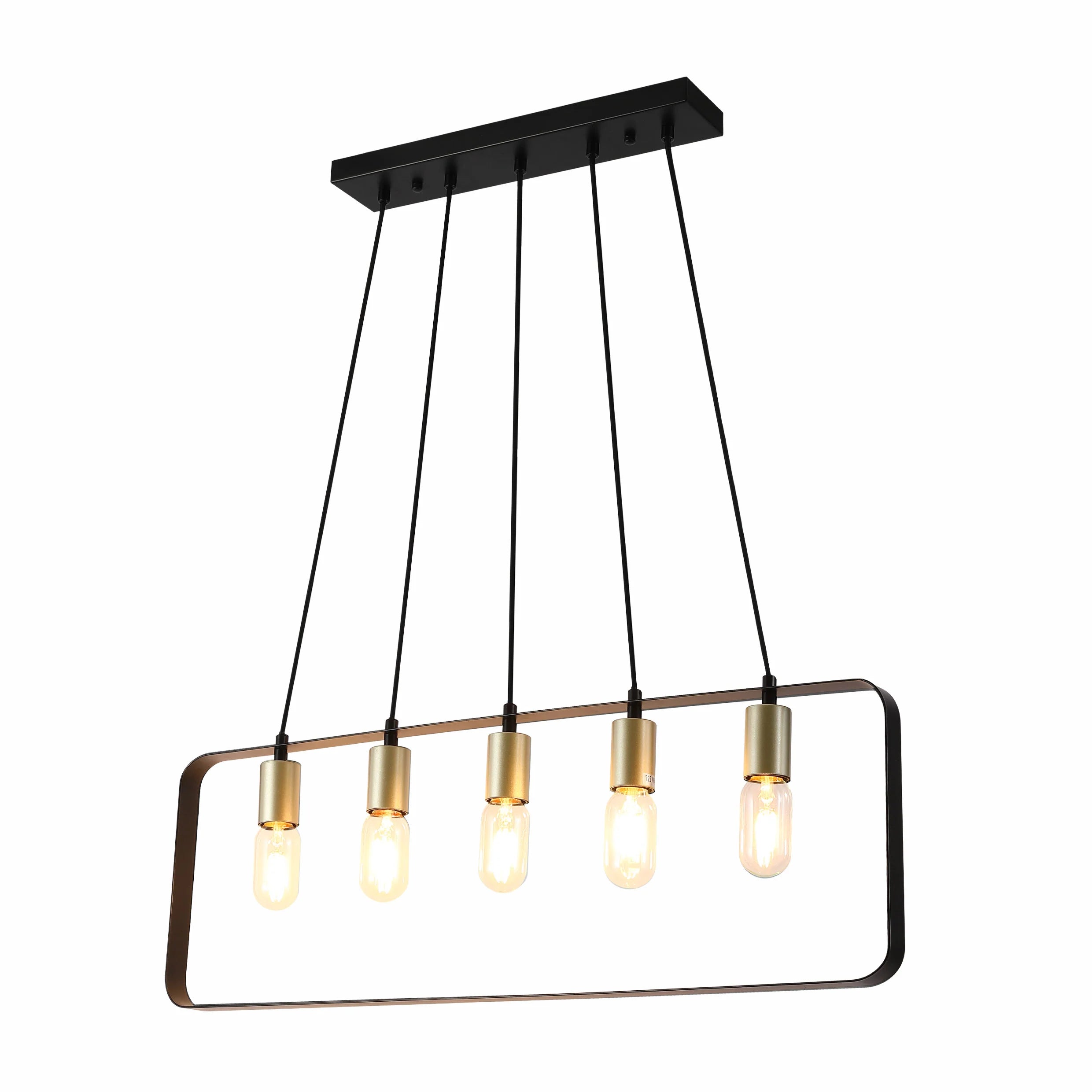 Modern Minimalist 2D Island Chandelier Light Black Gold E27x5 1