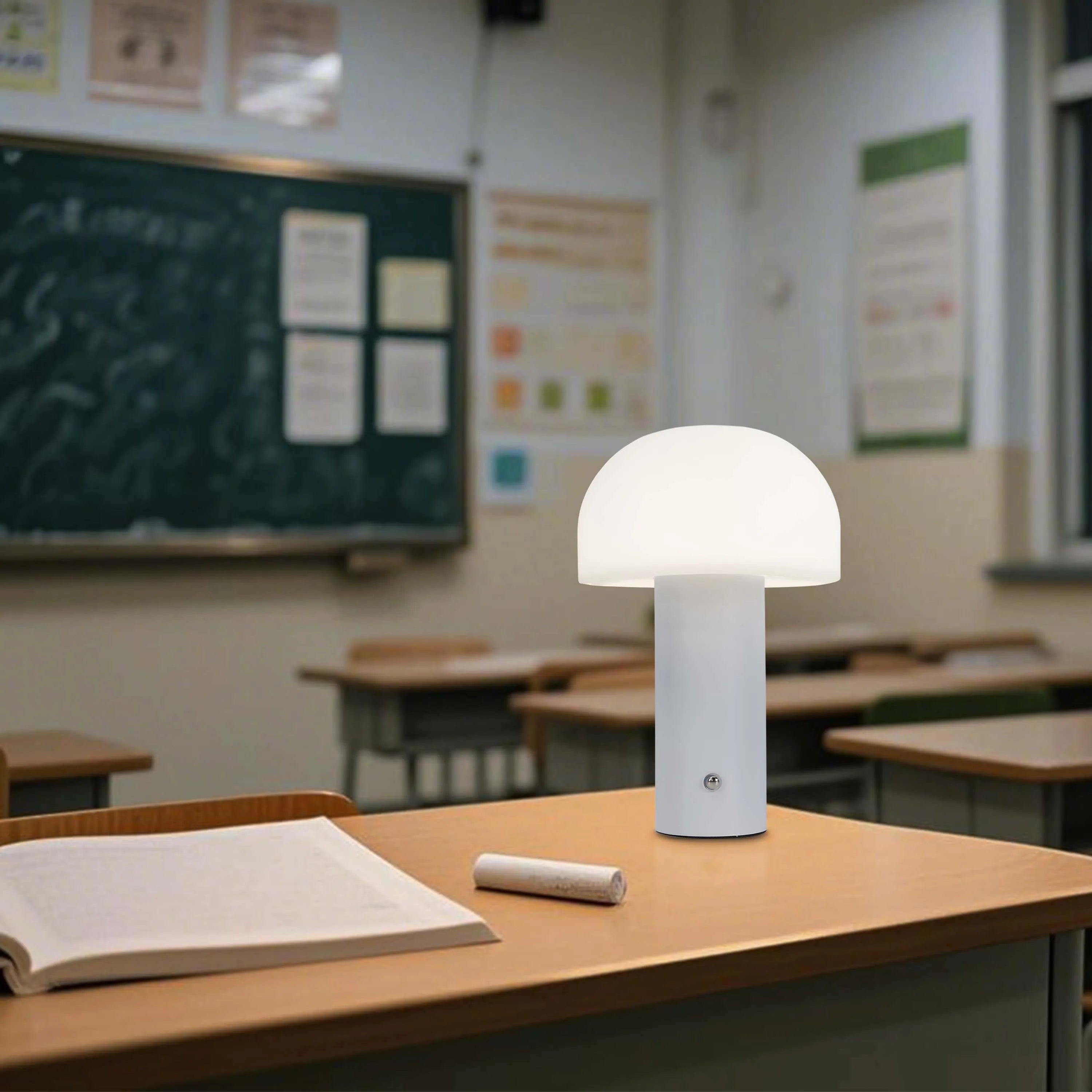 Classroom lamp with soft, ambient light. Perfect for study or bedside illumination.