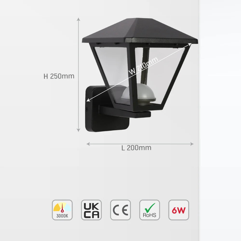 Paravento LED Outdoor Lantern Wall Light 6W Black 3000K 9