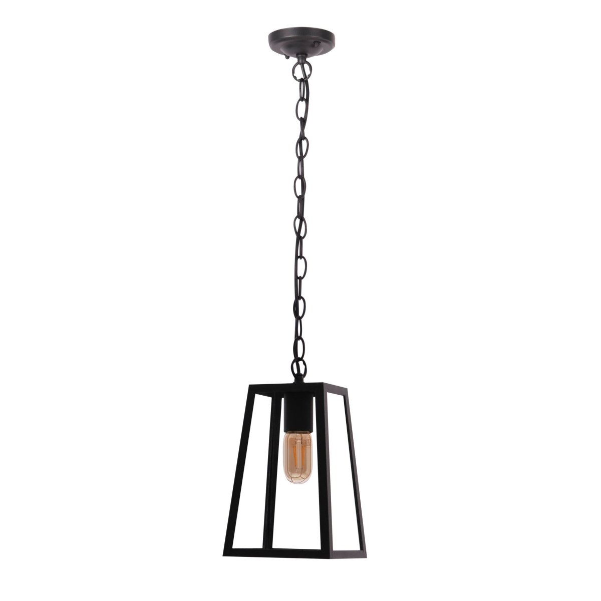 Main image of Trapezoidal Pendant Ceiling Lamp Matt Black Clear Glass E27