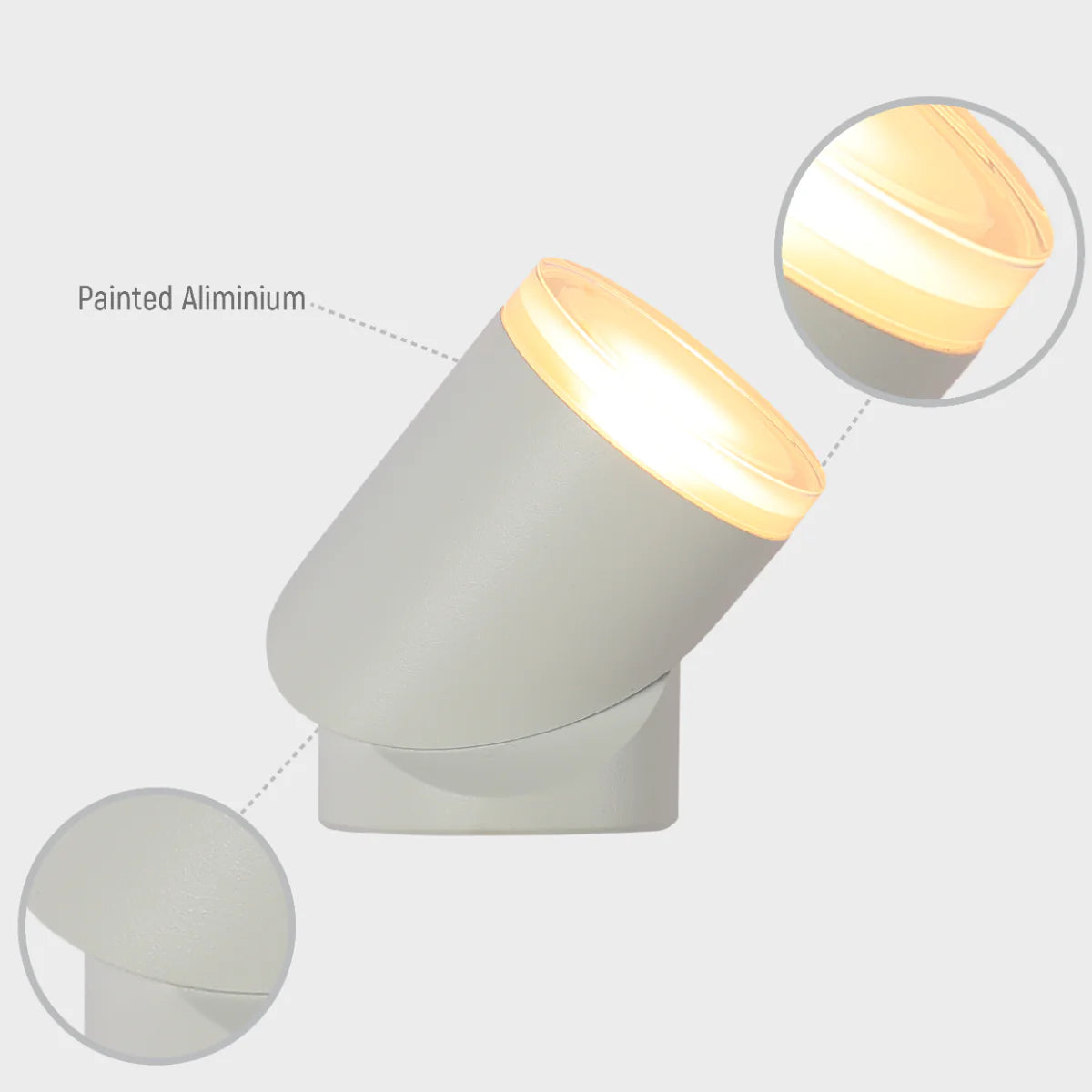 Lighting properties of Rotatable Cylinders  Outdoor LED Wall Light White 3000K Wide Beam 182-03417