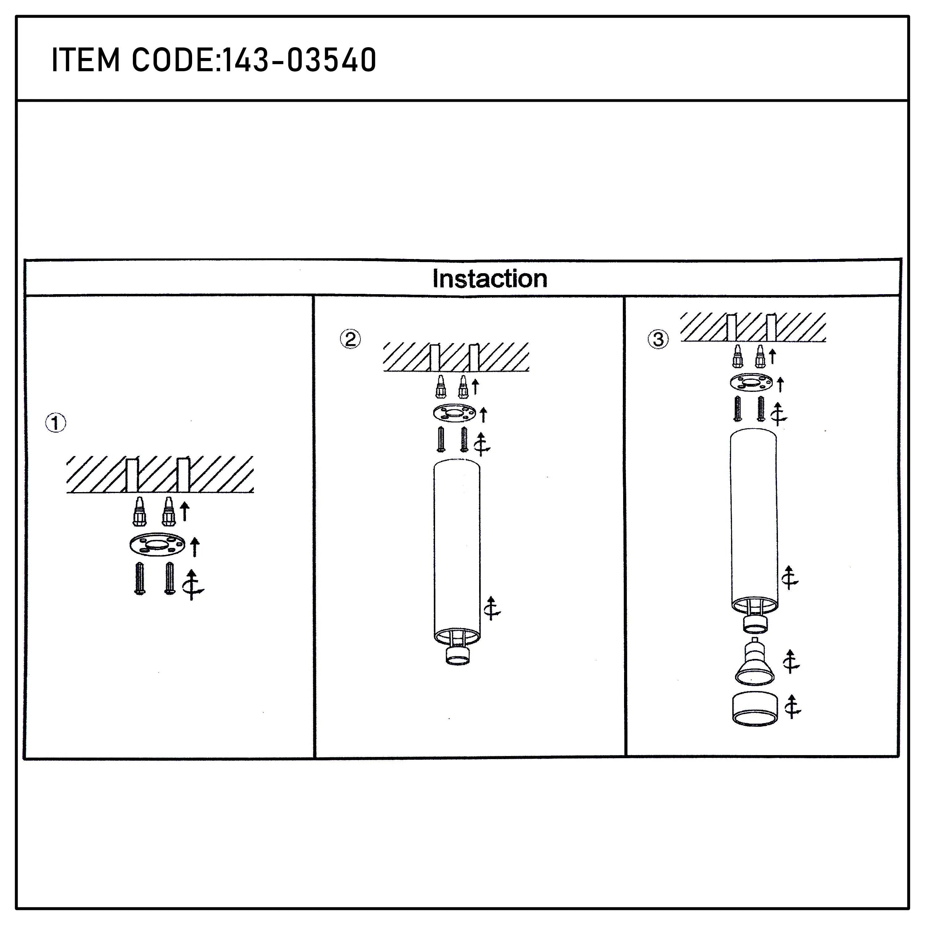 Installation diagram showing the steps to affix a ceiling light fixture.